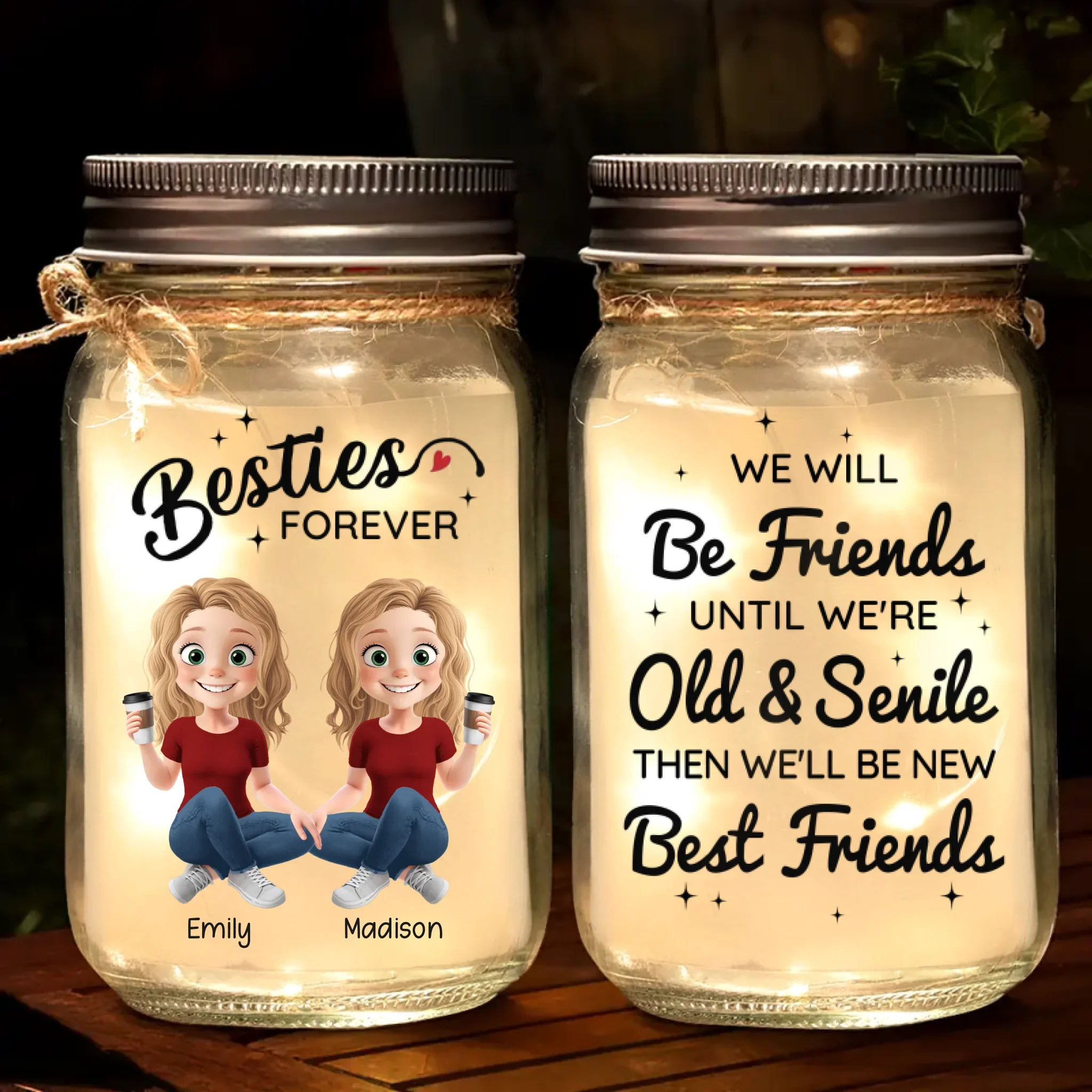 True Friendship Is Rare And Precious - Family Personalized Custom Mason Jar Light - Gift For Mom, Daughter - Image 2