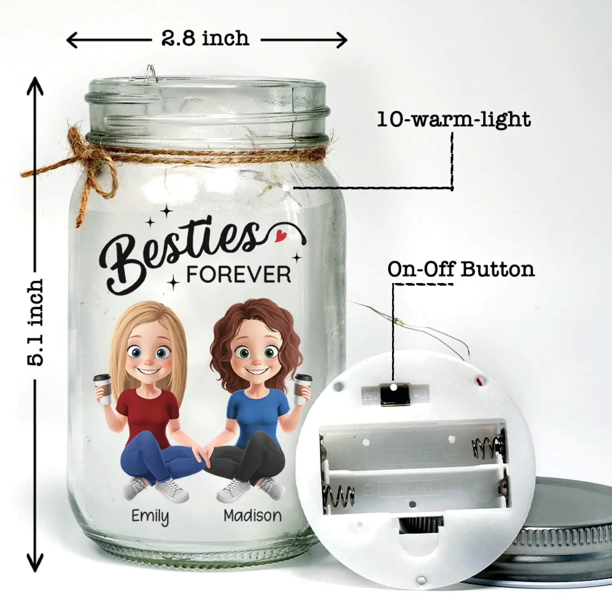 True Friendship Is Rare And Precious - Family Personalized Custom Mason Jar Light - Gift For Mom, Daughter - Image 4