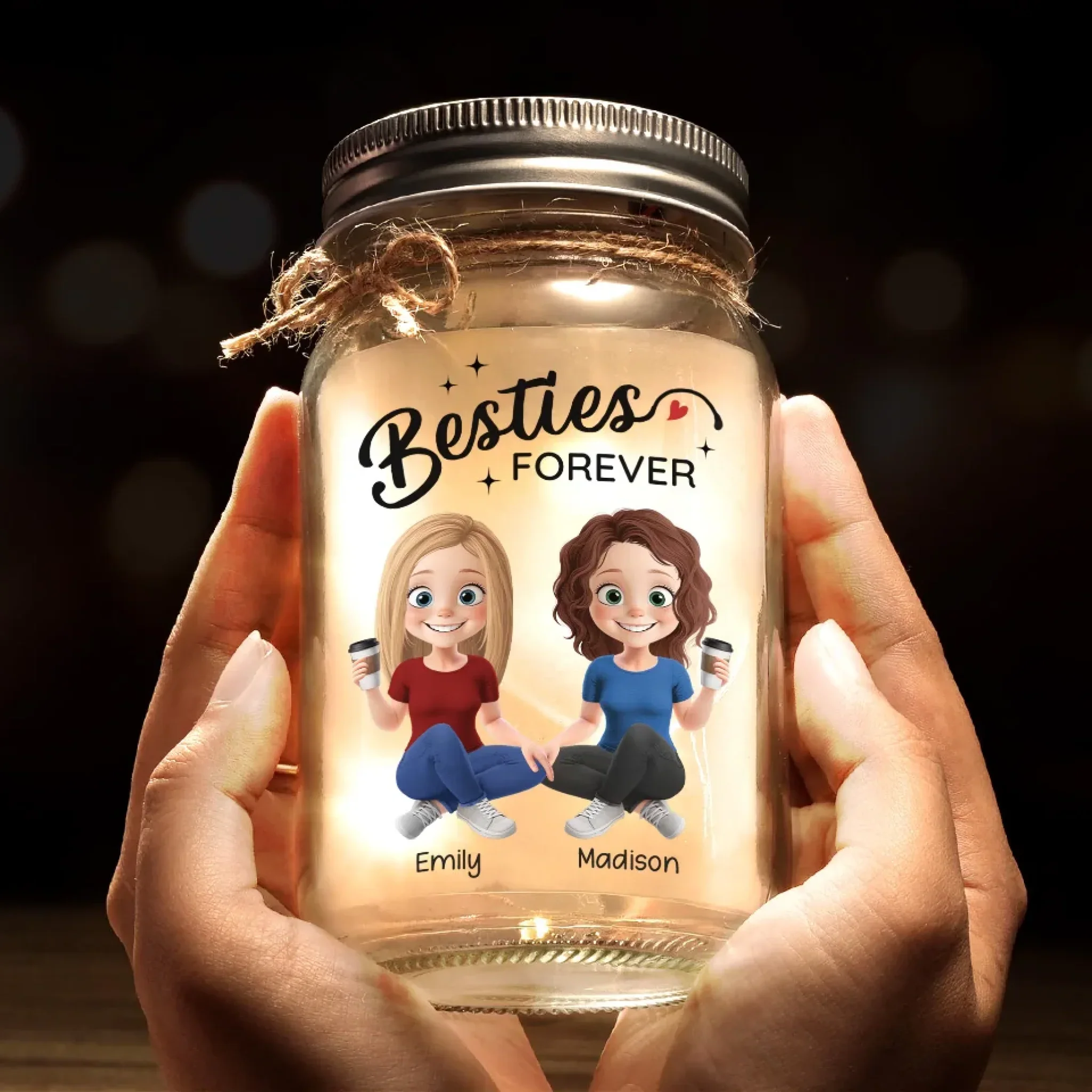 True Friendship Is Rare And Precious - Family Personalized Custom Mason Jar Light - Gift For Mom, Daughter - Image 5