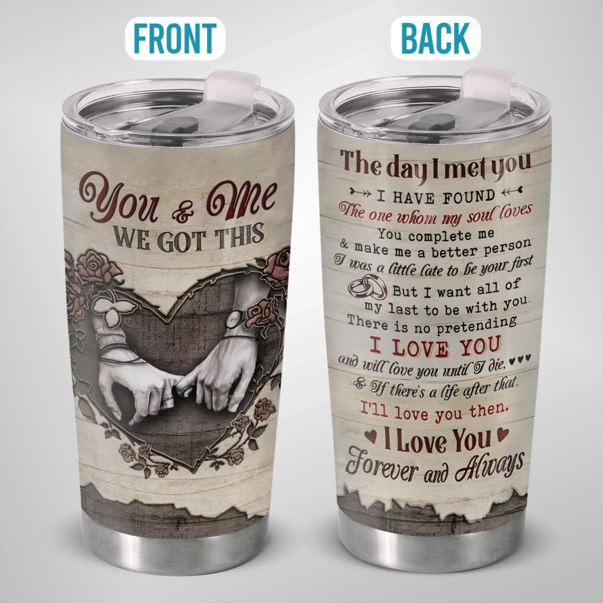 Tumbler - Anniversary Wedding Gifts For Husband And Wife, Him And Her - You And Me We Got This - Image 4