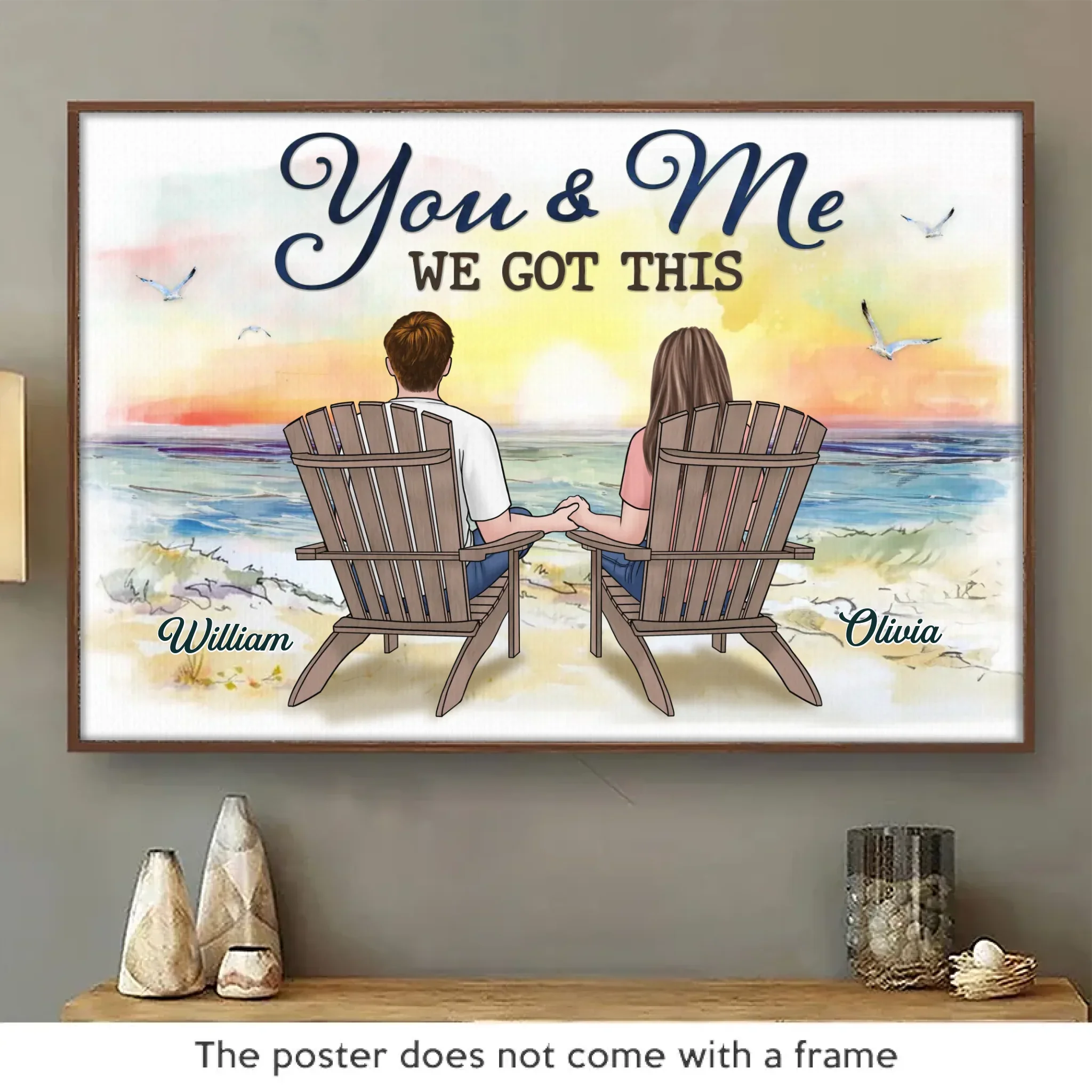 Two Hearts And Four Paws Make A Happy Home - Dog Personalized Custom Horizontal Poster - Gift For Couples, Pet Owners, Pet Lovers - Image 2