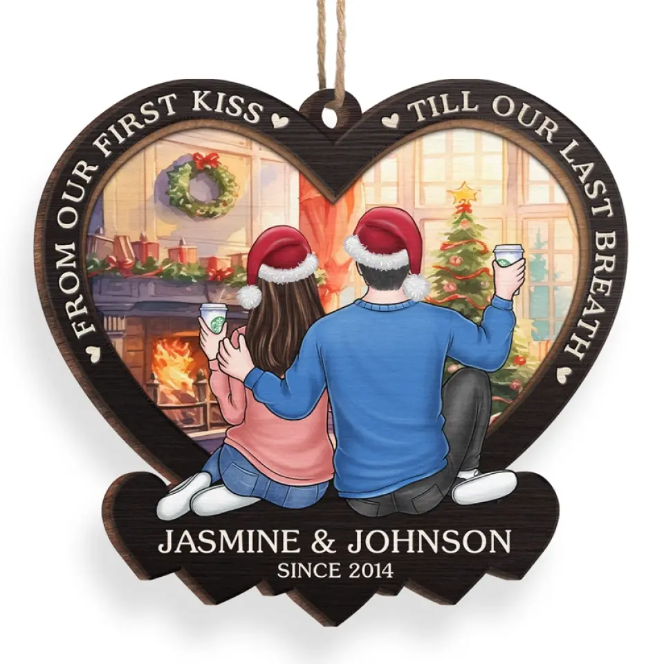Two Hearts As One, Blossoming In Endless Love - Couple Personalized Custom Ornament - Wood Custom Shaped - Christmas Gift For Husband Wife, Anniversary - Image 3