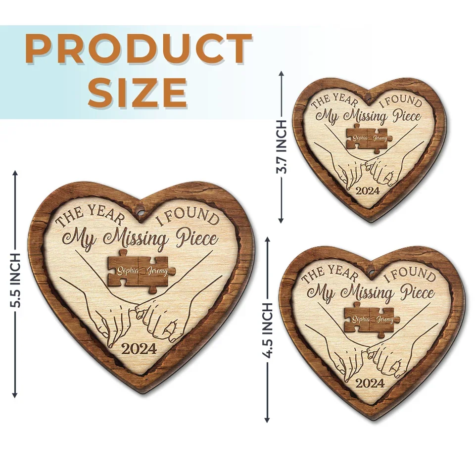 Two Hearts, One Love - Couple Personalized Custom Ornament - Wood Custom Shaped - Christmas Gift For Husband Wife, Anniversary - Image 6