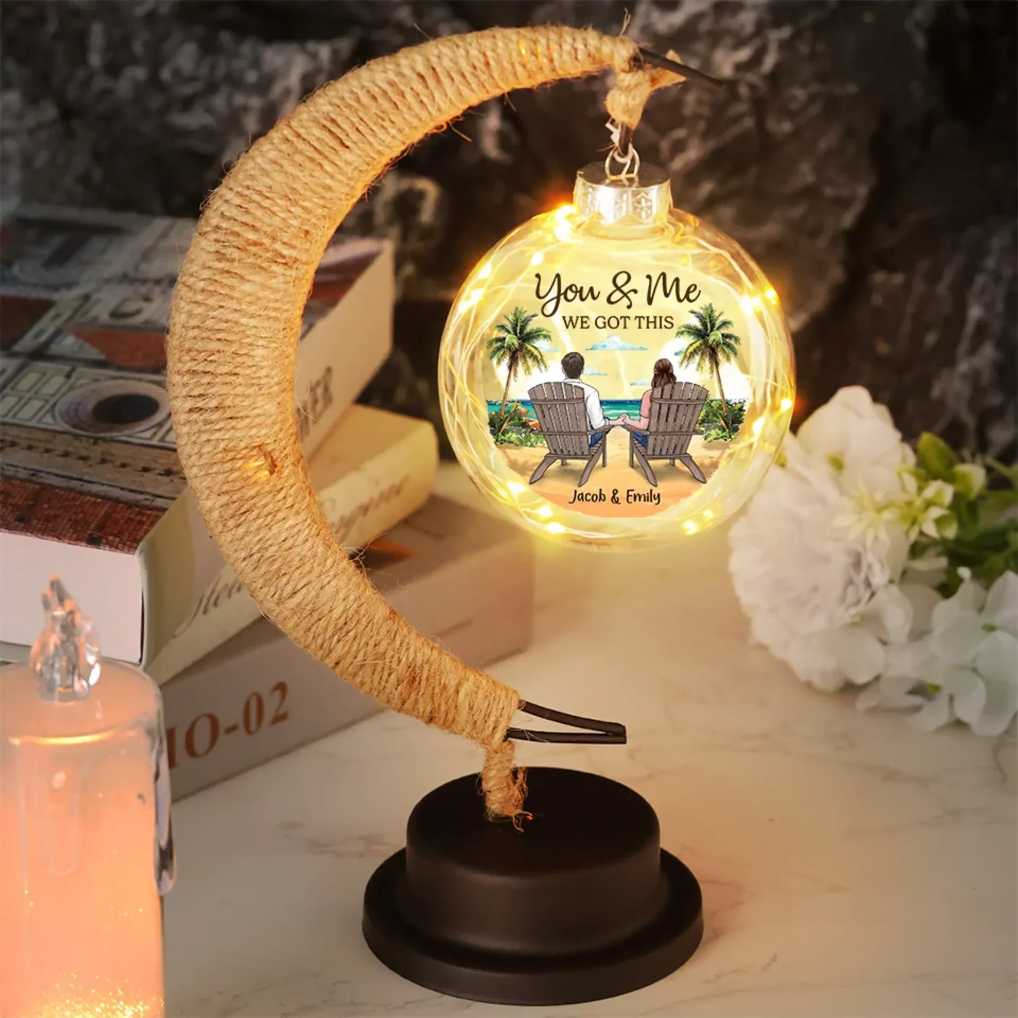 Two Souls, One Love, Forever Intertwined - Couple Personalized Custom Moon Lamp Light - Gift For Husband Wife, Anniversary - Image 3