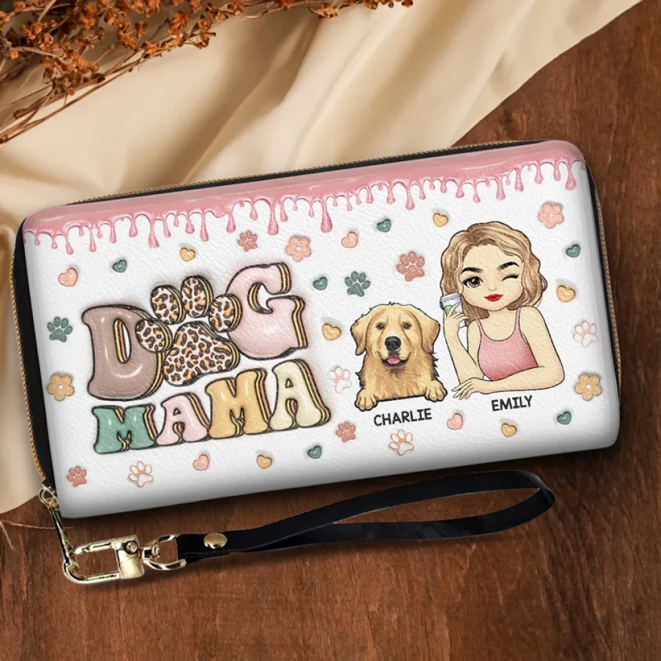 Unconditional Love Comes With Four Paws - Dog & Cat Personalized Custom 3D Inflated Effect Printed Leather Long Wallet -  Gift For Pet Owners, Pet Lovers - Image 3