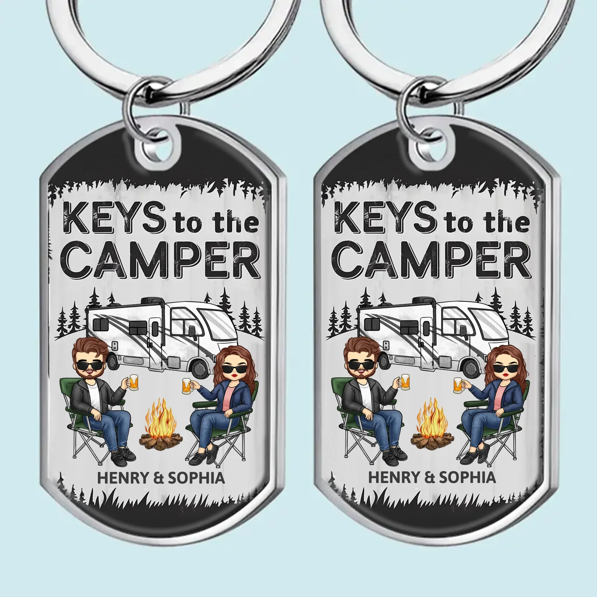 Unlock The Adventure With The Keys To The Camper - Camping Personalized Custom Keychain - Gift For Couple, Husband Wife, Camping Lovers - Image 2