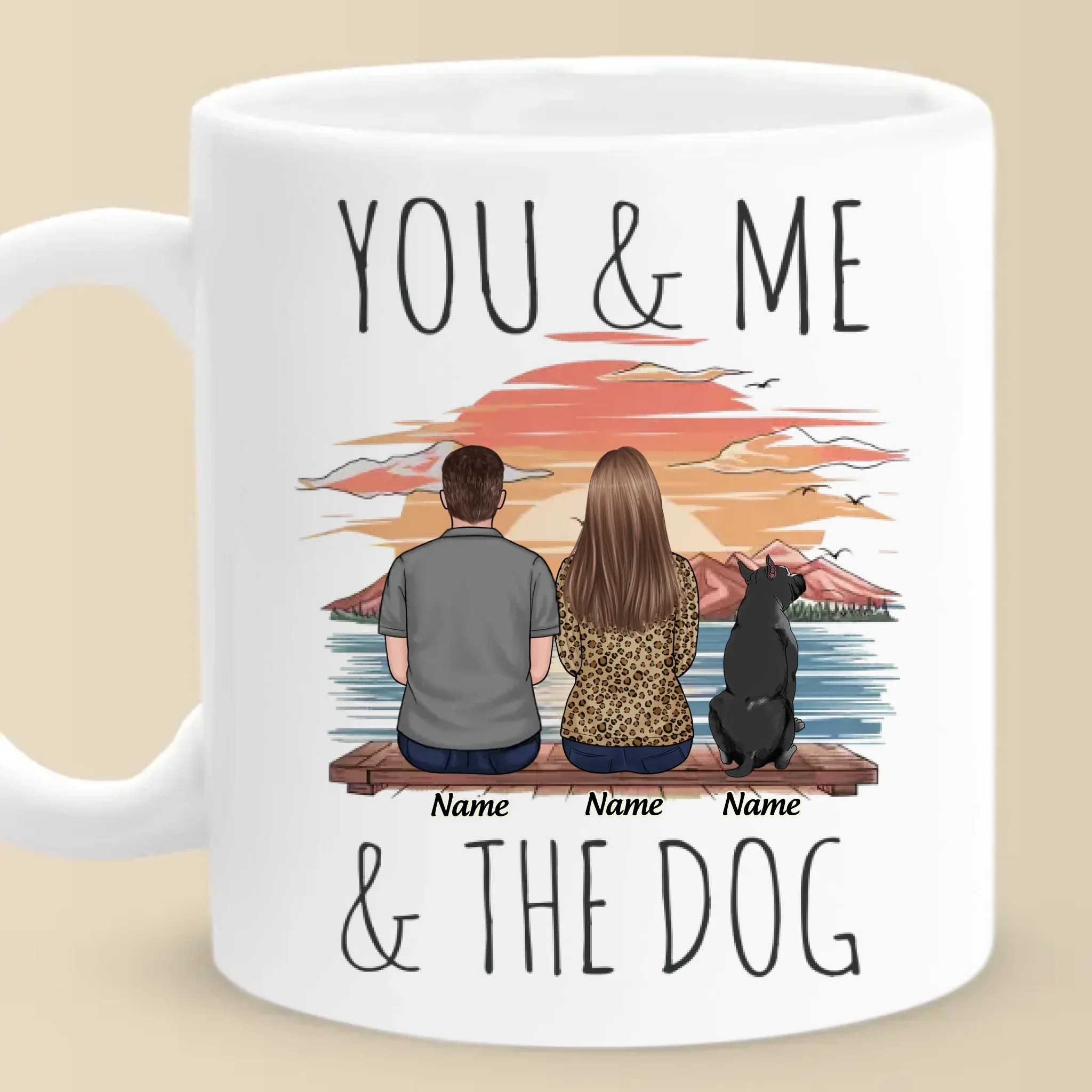 Us And Our Furry Friends - Couple Personalized Custom Mug - Gift For Husband Wife, Anniversary, Pet Owners, Pet Lovers - Image 2