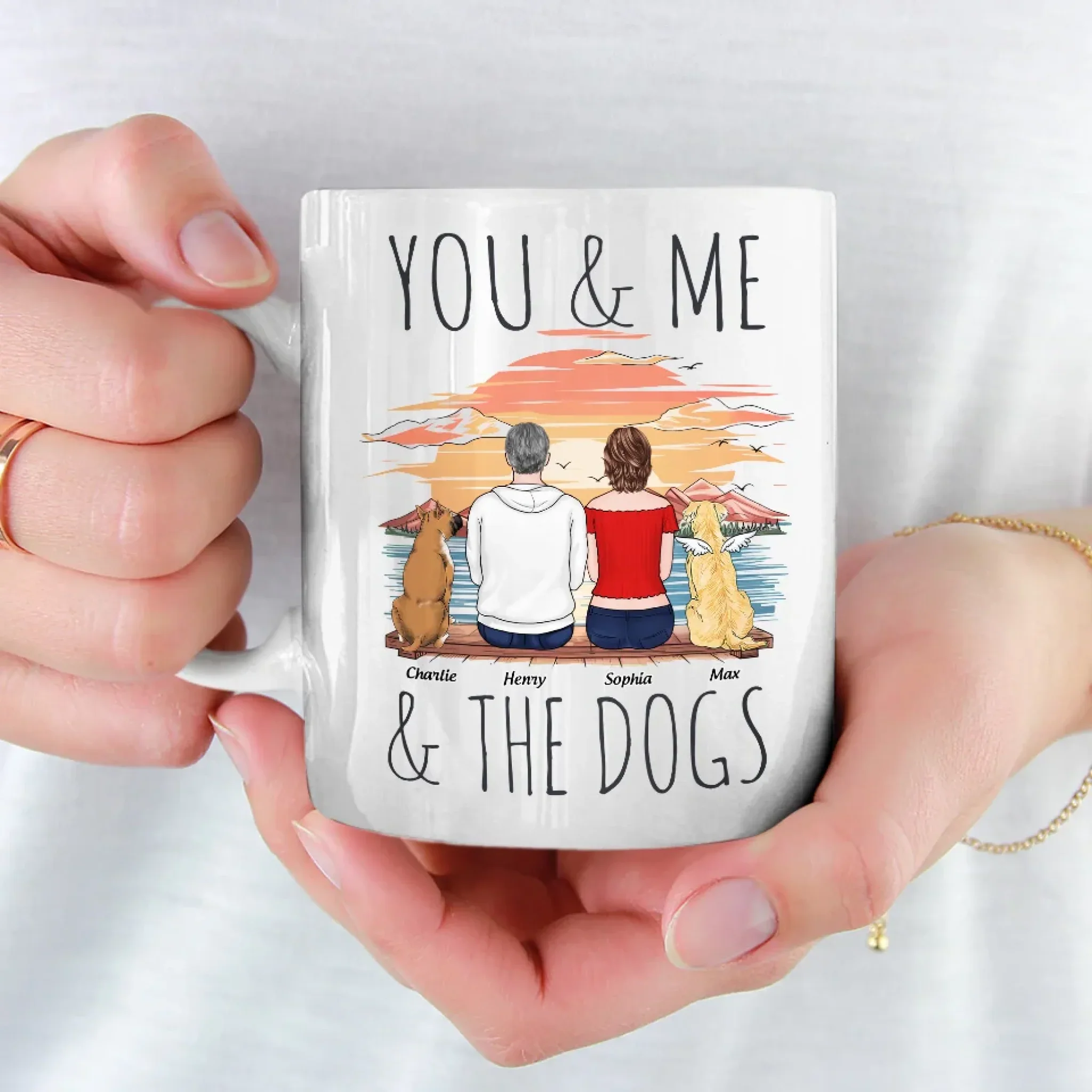 Us And Our Furry Friends - Couple Personalized Custom Mug - Gift For Husband Wife, Anniversary, Pet Owners, Pet Lovers - Image 3