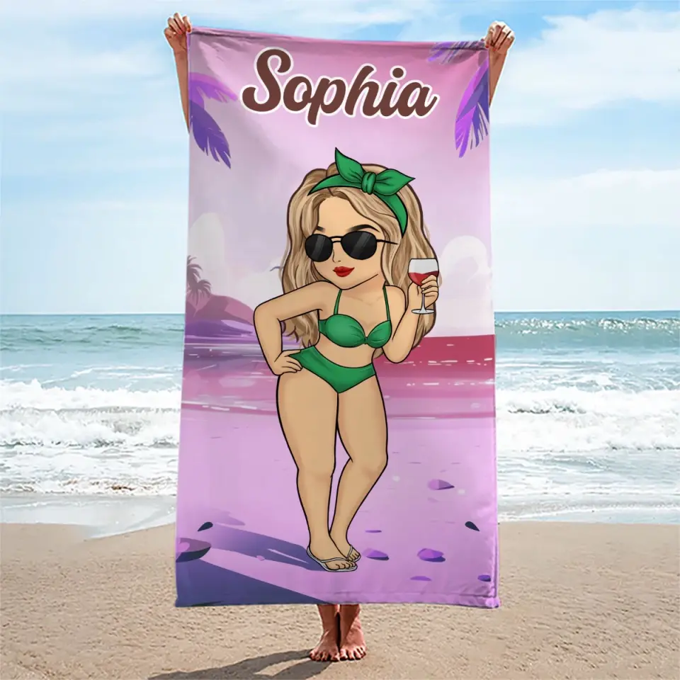 Vacay Mode On - Bestie Personalized Custom Beach Towel - Summer Vacation Gift, Birthday Pool Party Gift For Best Friends, BFF, Sisters - Image 4