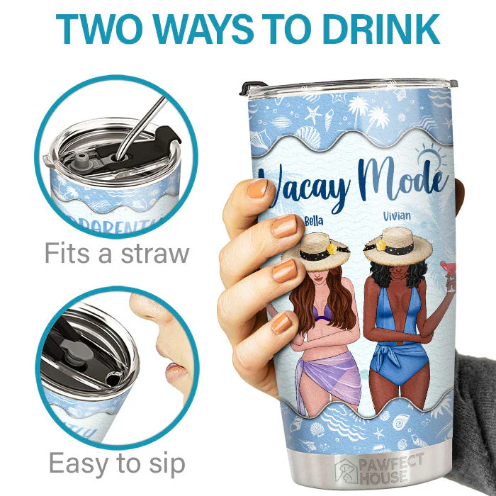 Vacay Mode - We're Trouble When We're Together - Gift For Bestie - Personalized Tumbler - Image 3