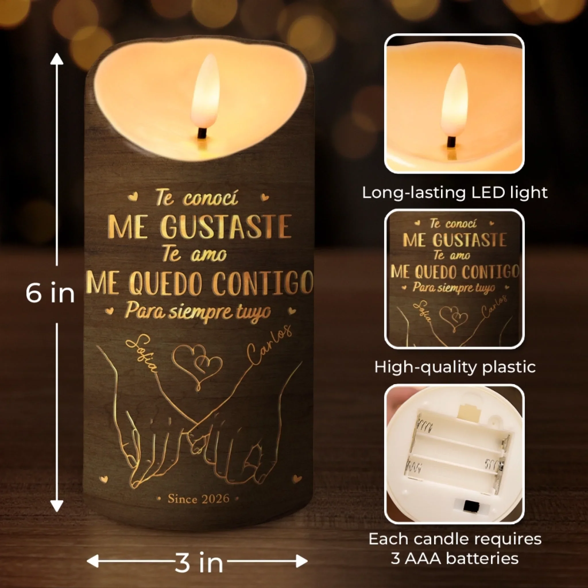 Vela LED Personalizada – Regalo De Aniversario De Bodas Para Esposo Y Esposa, Para Él Y Para Ella – Para Siempre Empieza Con Nosotros - Image 4