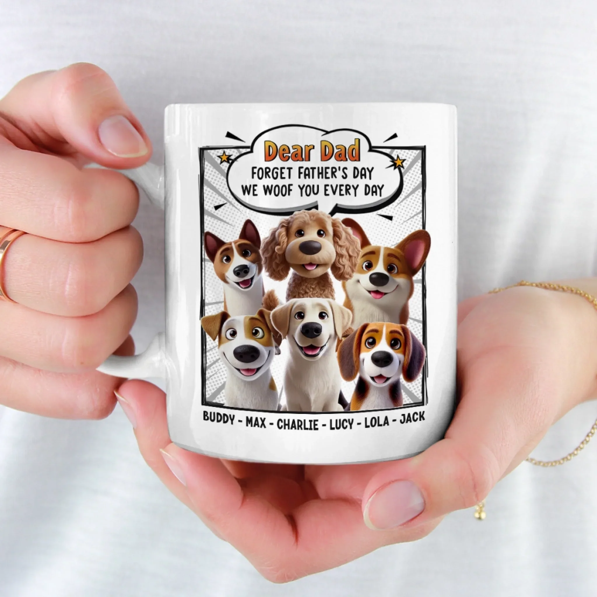 Wagging Tails Say, We Woof You - Dog Personalized Custom Mug - Father's Day, Gift For Pet Owners, Pet Lovers - Image 4