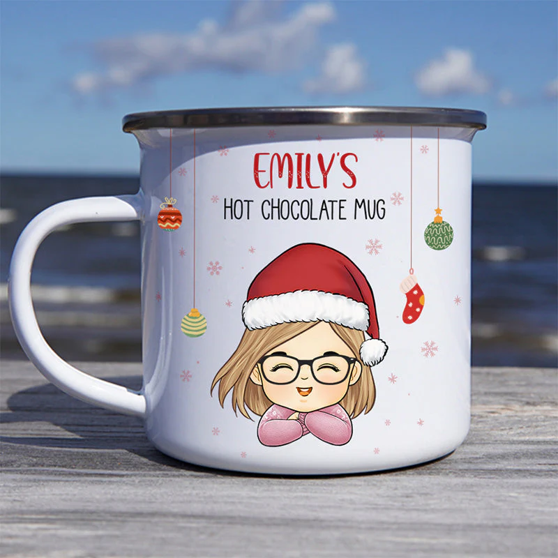 Waiting For Snow And All The Holiday Glow - Kid Personalized Custom Hot Chocolate Mug, Cup - Christmas Gift For Kids, Family Members - Image 2