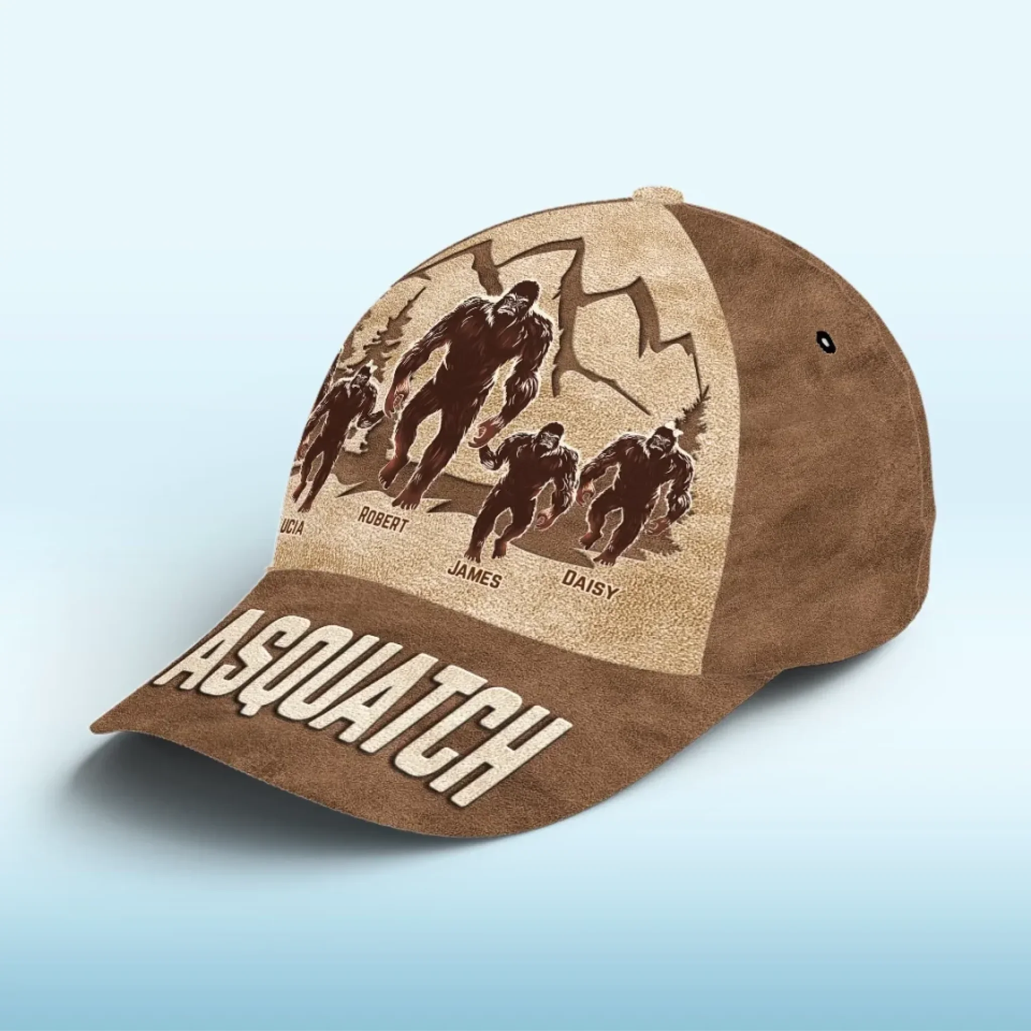 Walkin' With My Little Squatches - Family Personalized Custom Hat, All Over Print Classic Cap - Father's Day, Gift For Dad, Grandpa - Image 3