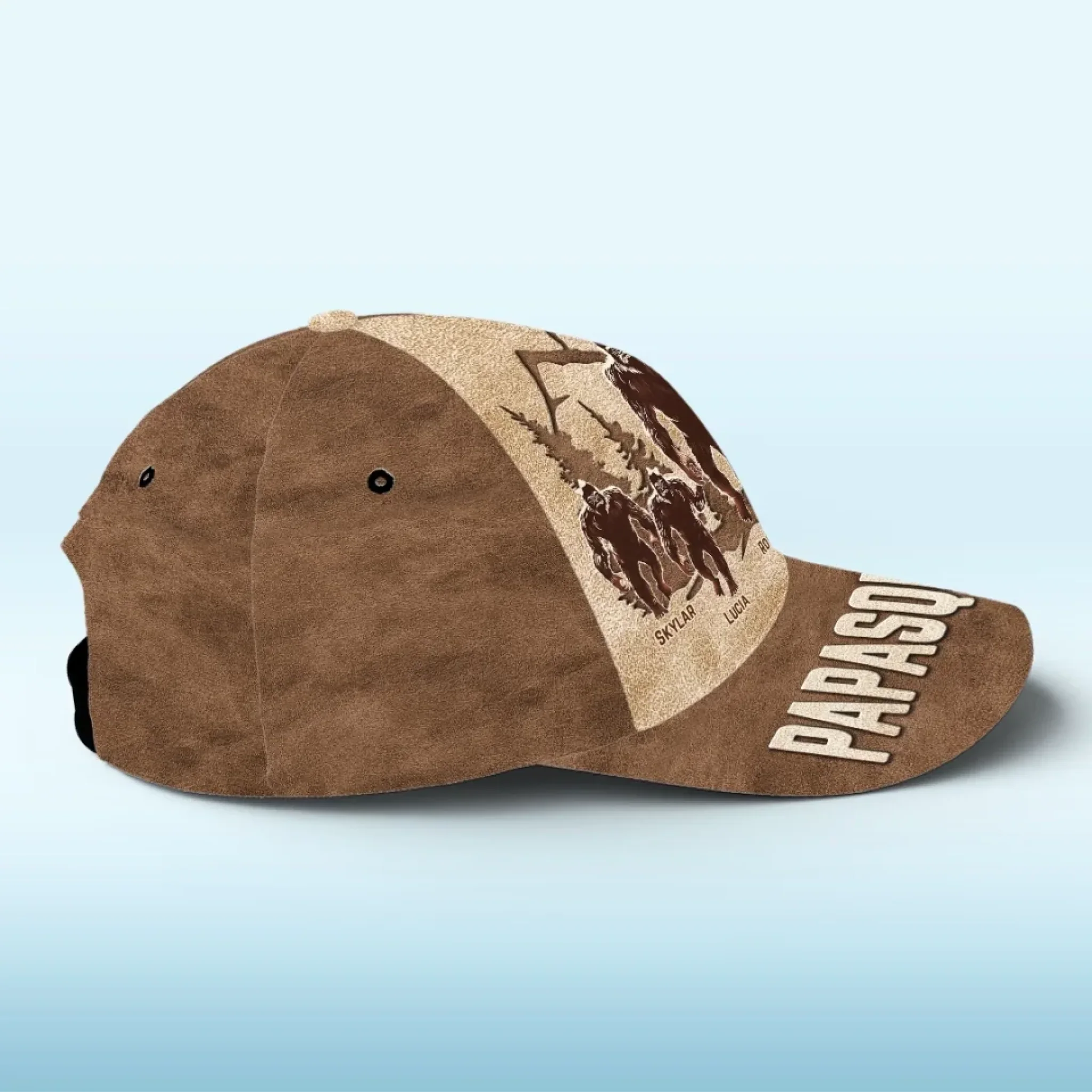 Walkin' With My Little Squatches - Family Personalized Custom Hat, All Over Print Classic Cap - Father's Day, Gift For Dad, Grandpa - Image 4