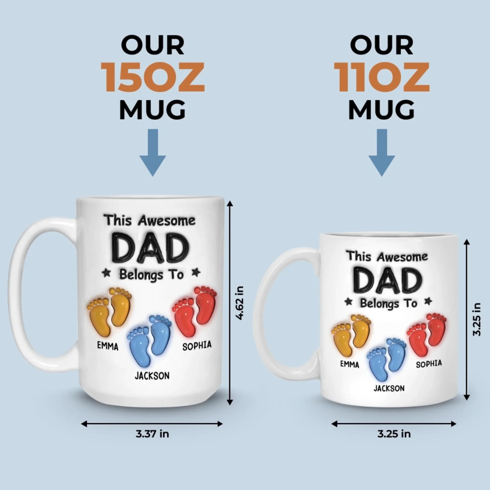 Walking Through Life With Dad - Family Personalized Custom 3D Inflated Effect Printed Mug - Father's Day, Gift For Dad, Grandpa - Image 6