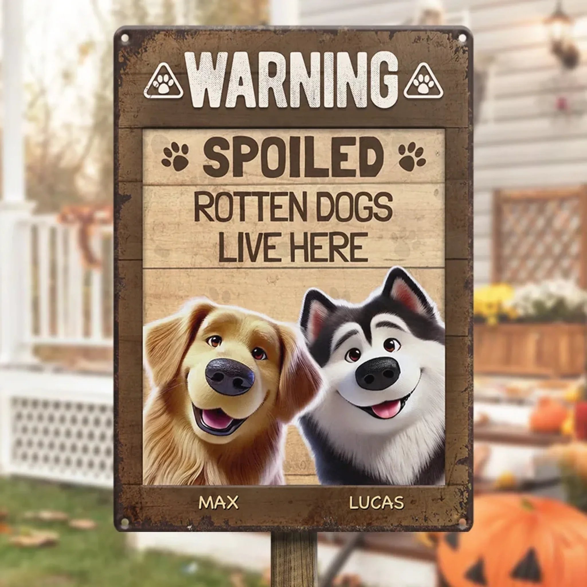Warning Spoiled Rotten Dogs Live Here - Dog Personalized Custom Home Decor Metal Sign - House Warming Gift For Pet Owners, Pet Lovers - Image 4