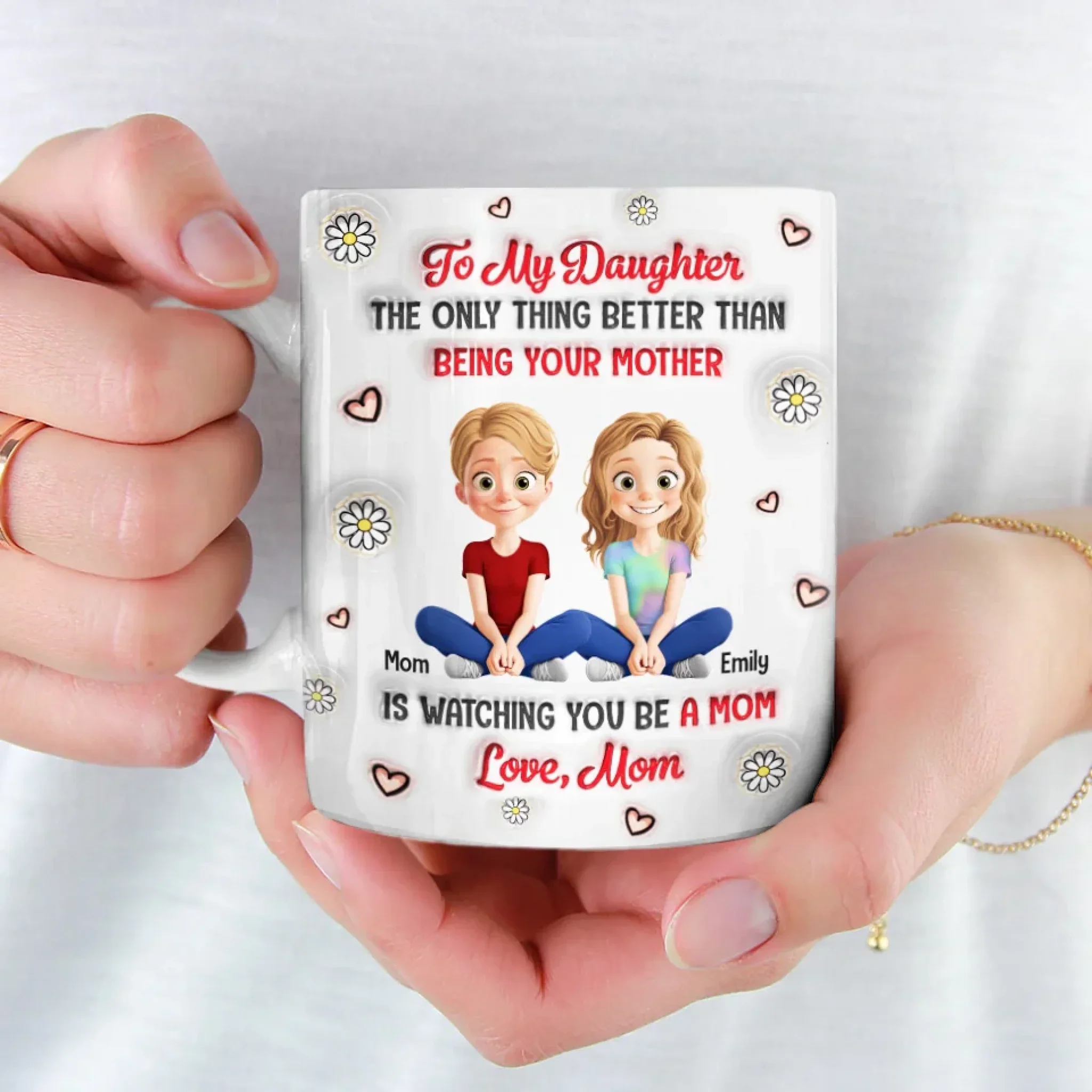 Watching You Be A Mom Is My Greatest Joy - Family Personalized Custom 3D Inflated Effect Printed Mug - Gift For Mom, Daughter - Image 4