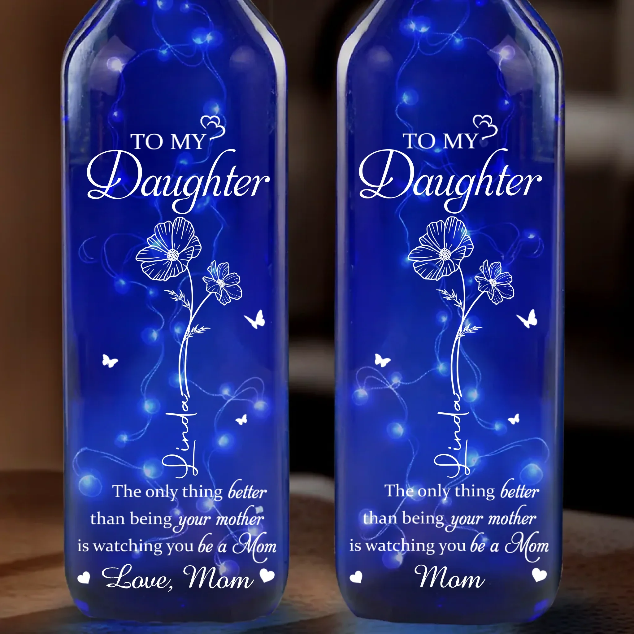 Watching You Grow, My Joy - Family Personalized Custom Blue Bottle Lamp - Mother's Day, Gift For Mom, Daughter - Image 2