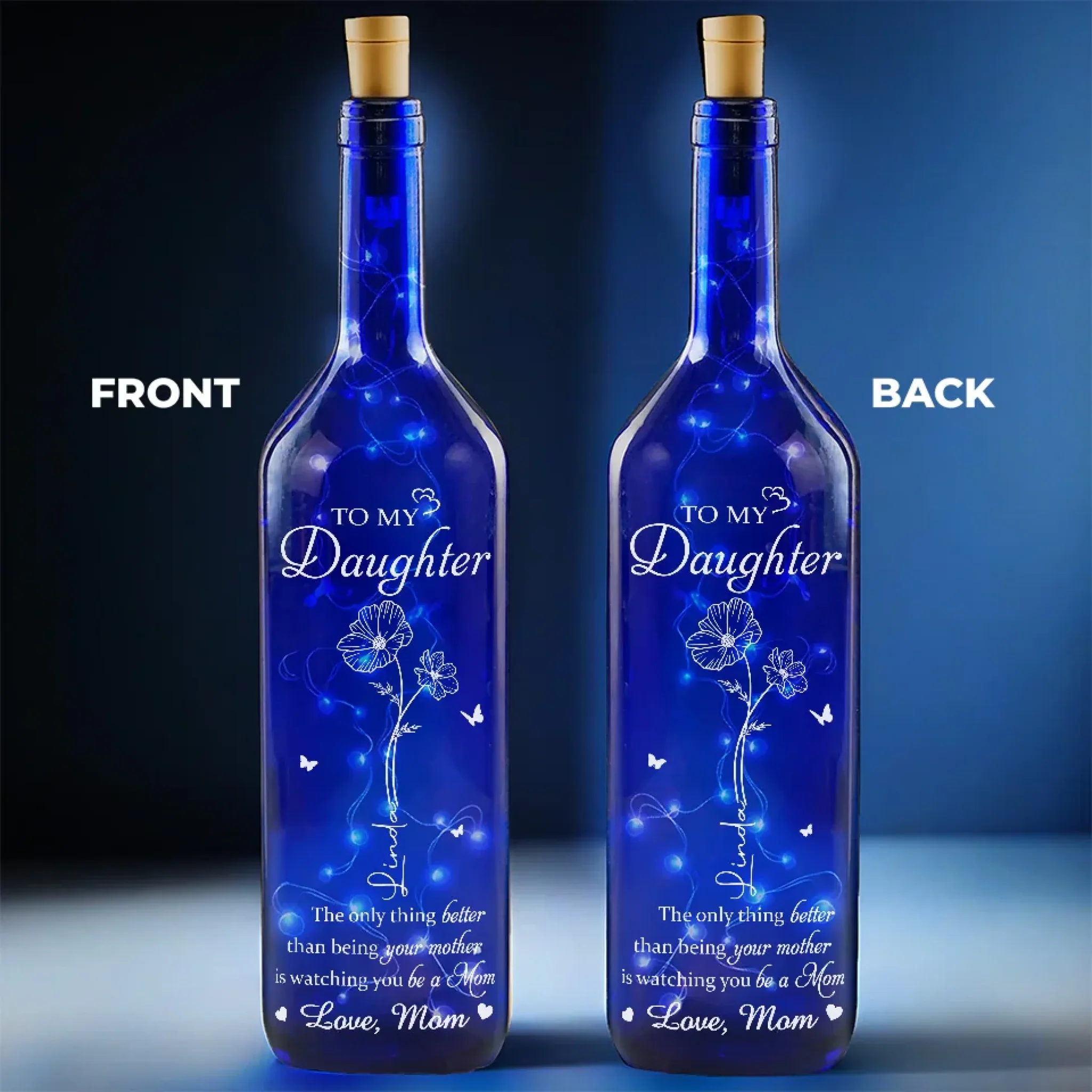 Watching You Grow, My Joy - Family Personalized Custom Blue Bottle Lamp - Mother's Day, Gift For Mom, Daughter - Image 4