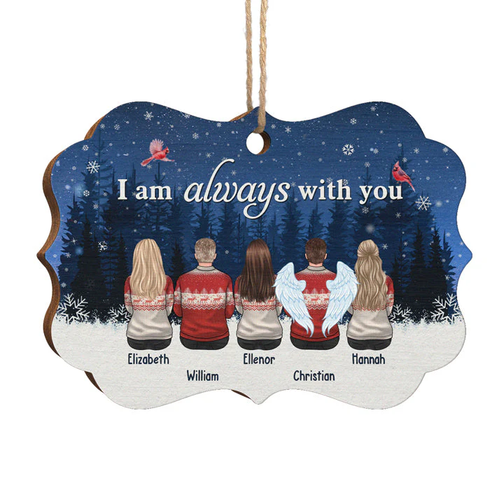 We Are Always With You - Personalized Custom Benelux Shaped Wood Christmas Ornament - Gift For Family Members, Christmas Gift - Image 2
