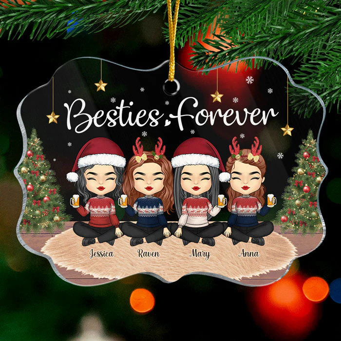 We Are Besties Forever - Personalized Custom Benelux Shaped Acrylic Christmas Ornament - Gift For Bestie, Best Friend, Sister, Birthday Gift For Bestie And Friend, Christmas Gift - Image 2