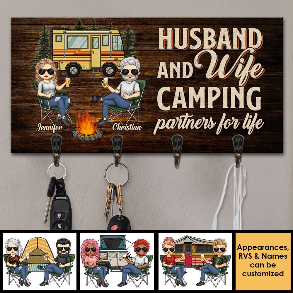 We Are Camping Partner For Life - Personalized Key Hanger, Key Holder - Gift For Camping Couples, Husband Wife - Image 3