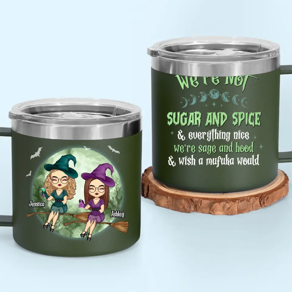 We Are Classy Witches - Bestie Personalized Custom 14oz Stainless Steel Tumbler With Handle - Halloween Gift For Best Friends, BFF, Sisters - Image 7