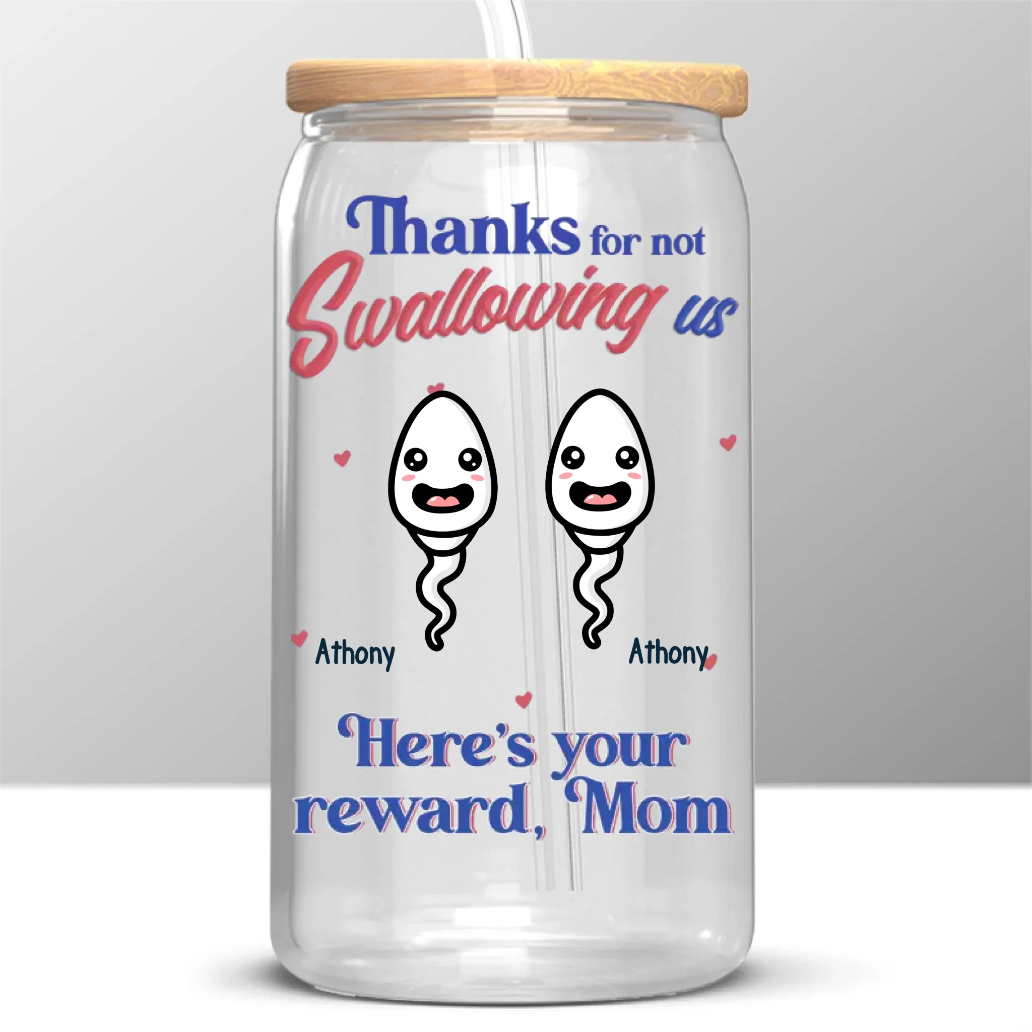 We Are Grateful, Mom - Family Personalized Custom Glass Cup, Iced Coffee Cup - Mother's Day, Gift For Mom, Grandma - Image 2