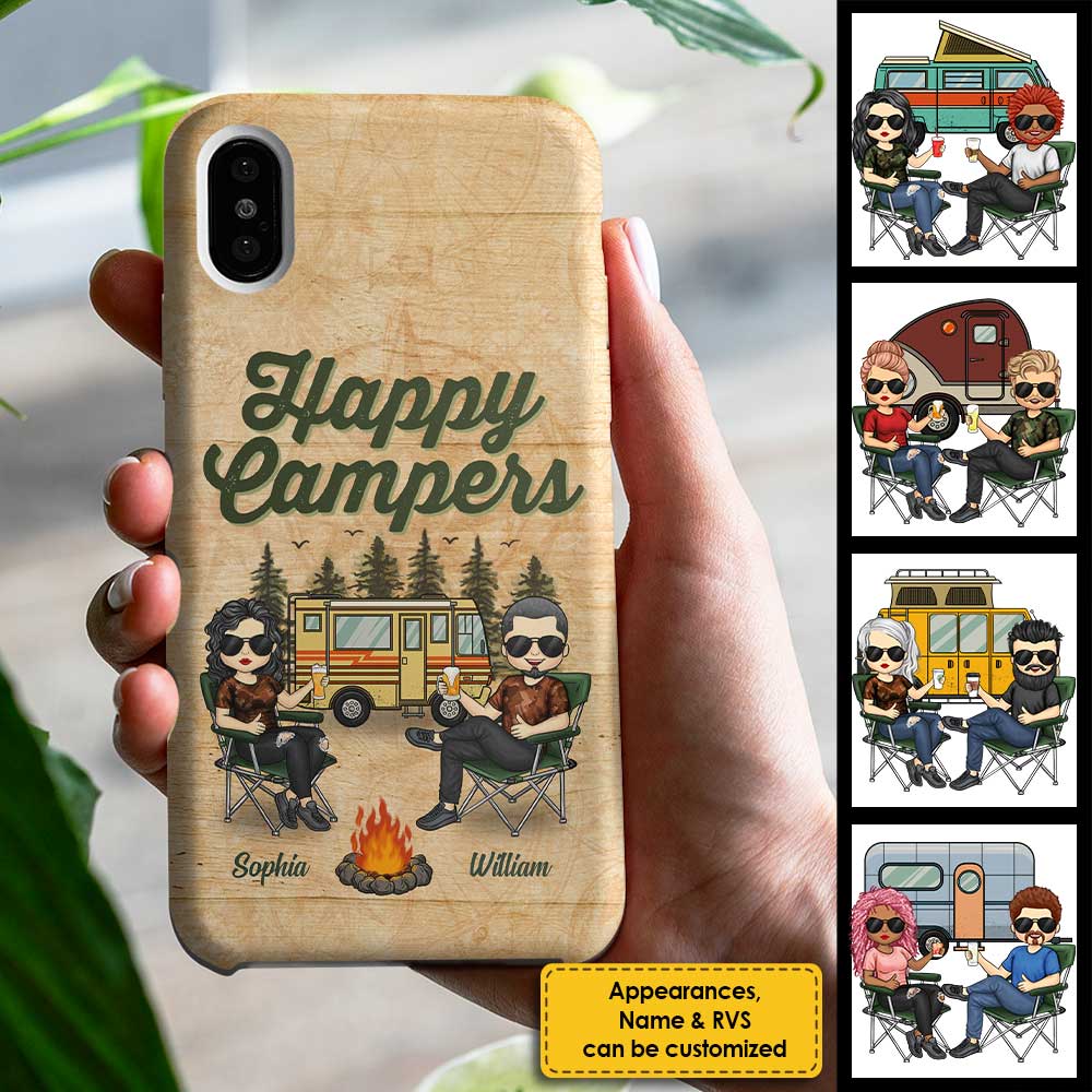 We Are Happy Campers - Gift For Camping Couples, Husband Wife - Personalized Phone Case - Image 3