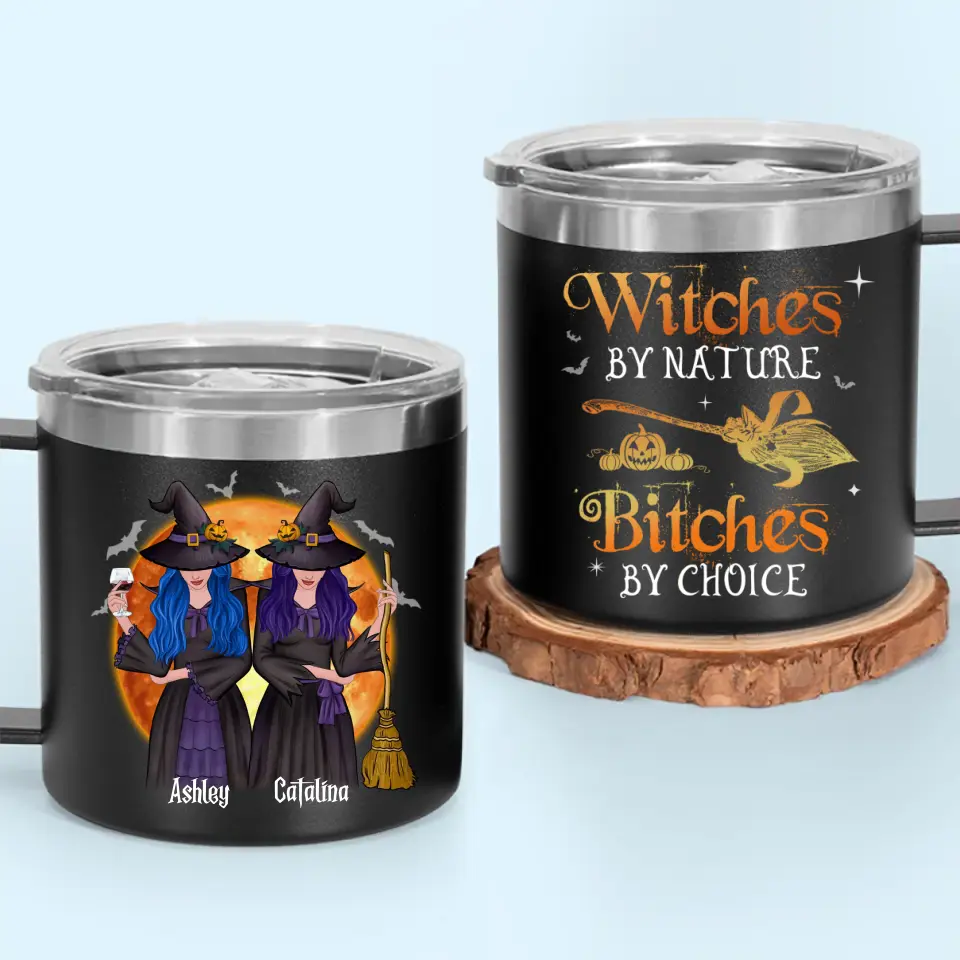 We Are Witches By Nature - Bestie Personalized Custom 14oz Stainless Steel Tumbler With Handle - Halloween Gift For Best Friends, BFF, Sisters - Image 5