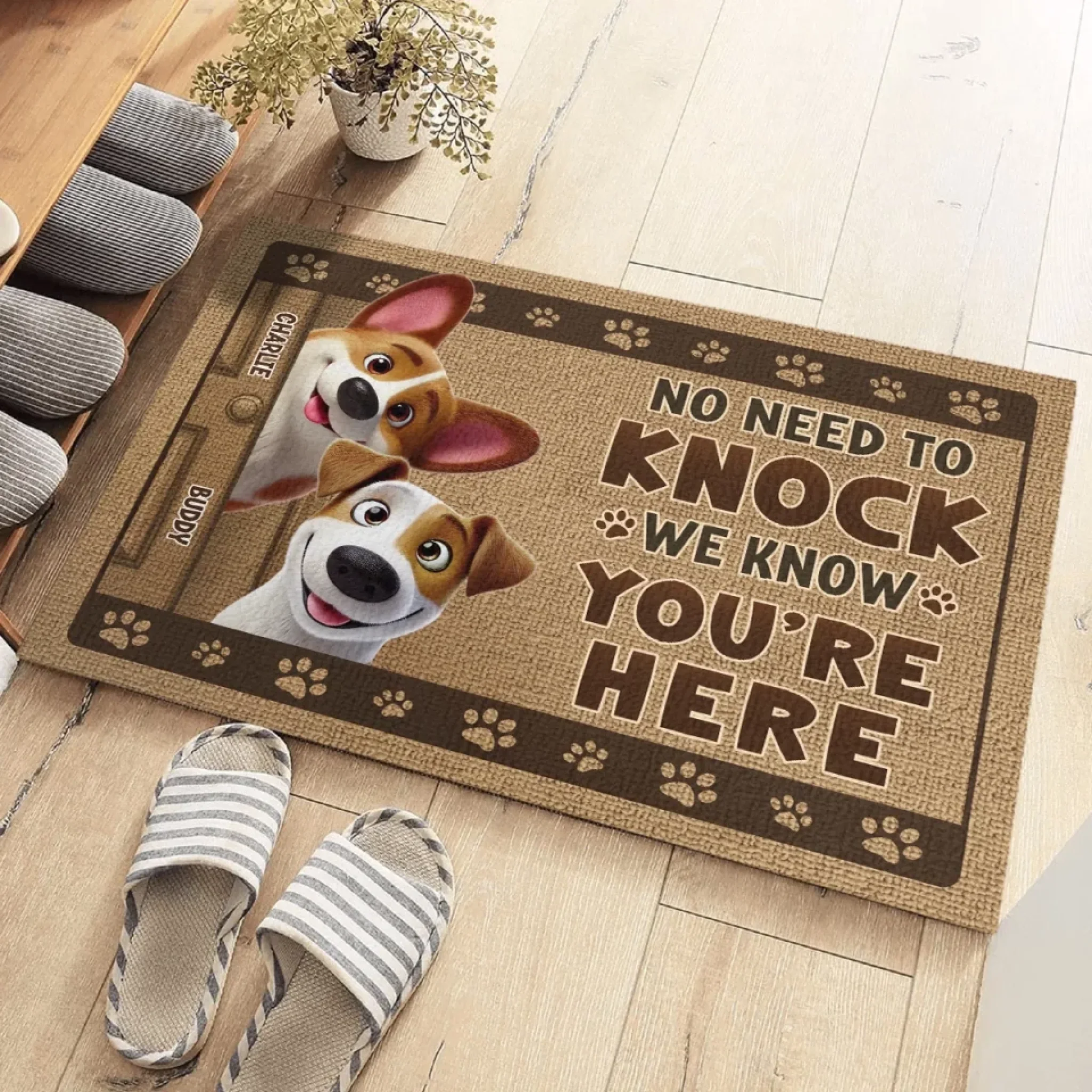 We Can Smell Your Arrival - Dog Personalized Custom Home Decor Decorative Mat - House Warming Gift For Pet Owners, Pet Lovers - Image 3