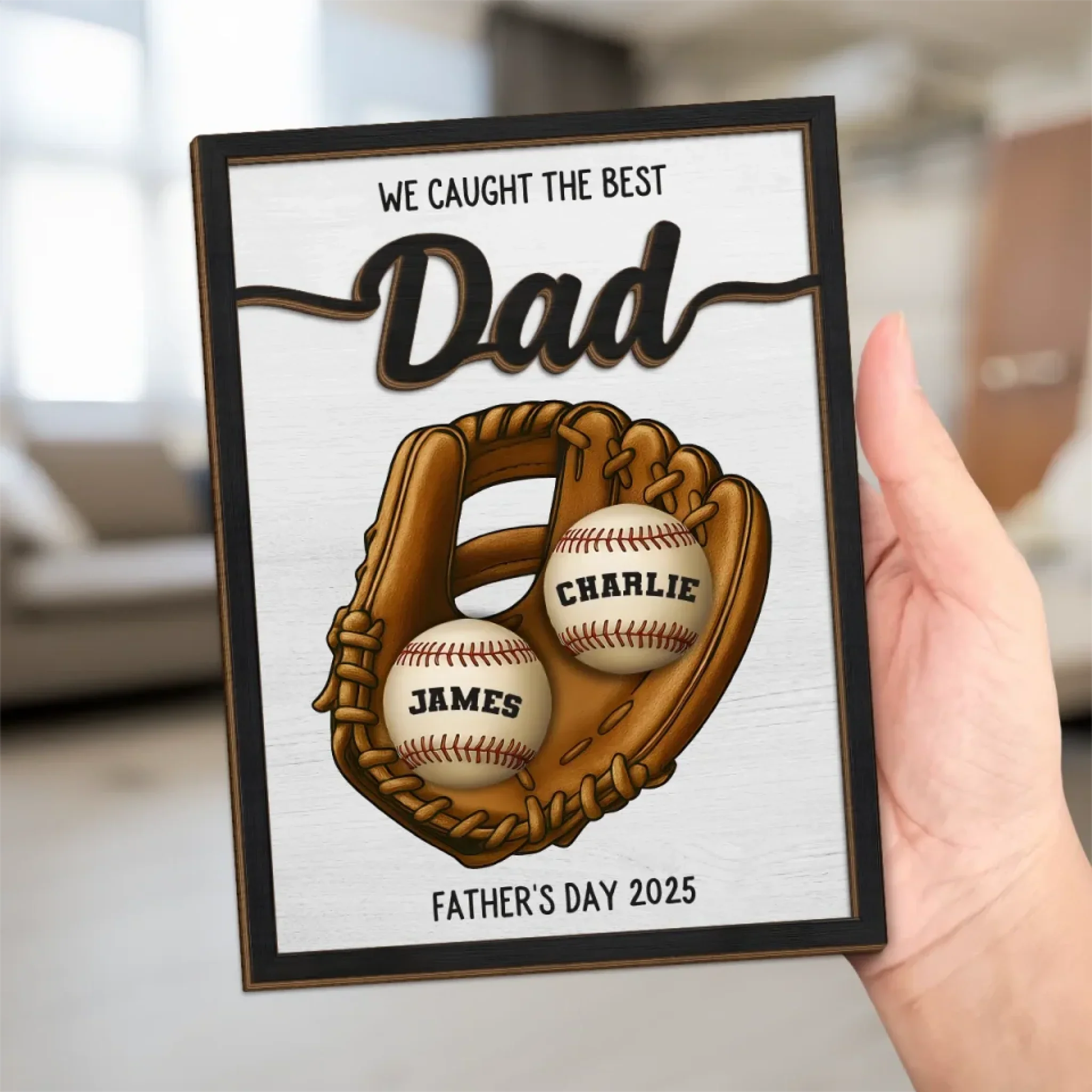 We Caught The Best One - Family Personalized Custom 2-Layered Wooden Plaque With Stand - Father's Day, Gift For Dad, Sport Lovers, Sport Players - Image 5