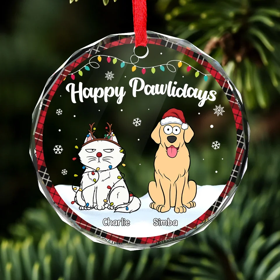 We Celebrate The Love Of Our Pets - Dog & Cat Personalized Custom Circle Glass Ornament - Christmas Gift For Pet Owners, Pet Lovers - Image 3