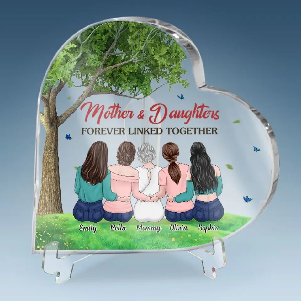 We Forever Linked Together - Family Personalized Custom Heart Shaped Acrylic Plaque - Gift For Mom, Daughter - Image 4