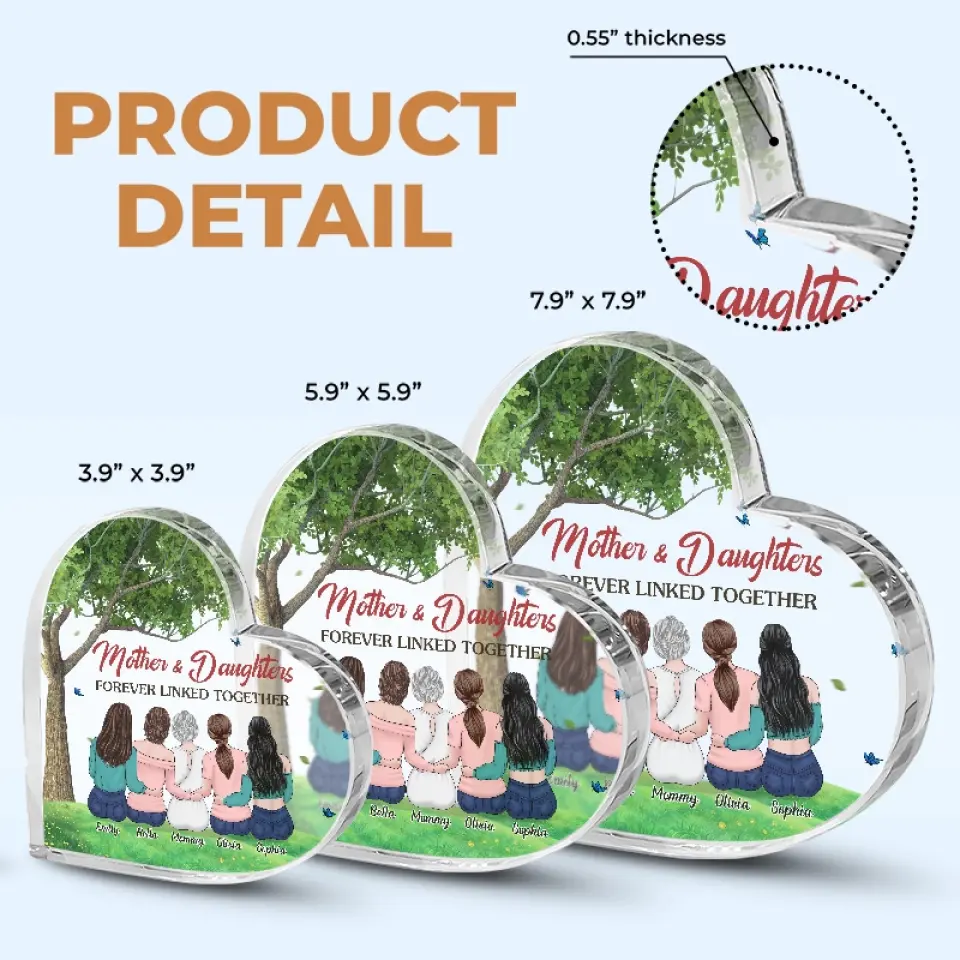 We Forever Linked Together - Family Personalized Custom Heart Shaped Acrylic Plaque - Gift For Mom, Daughter - Image 5