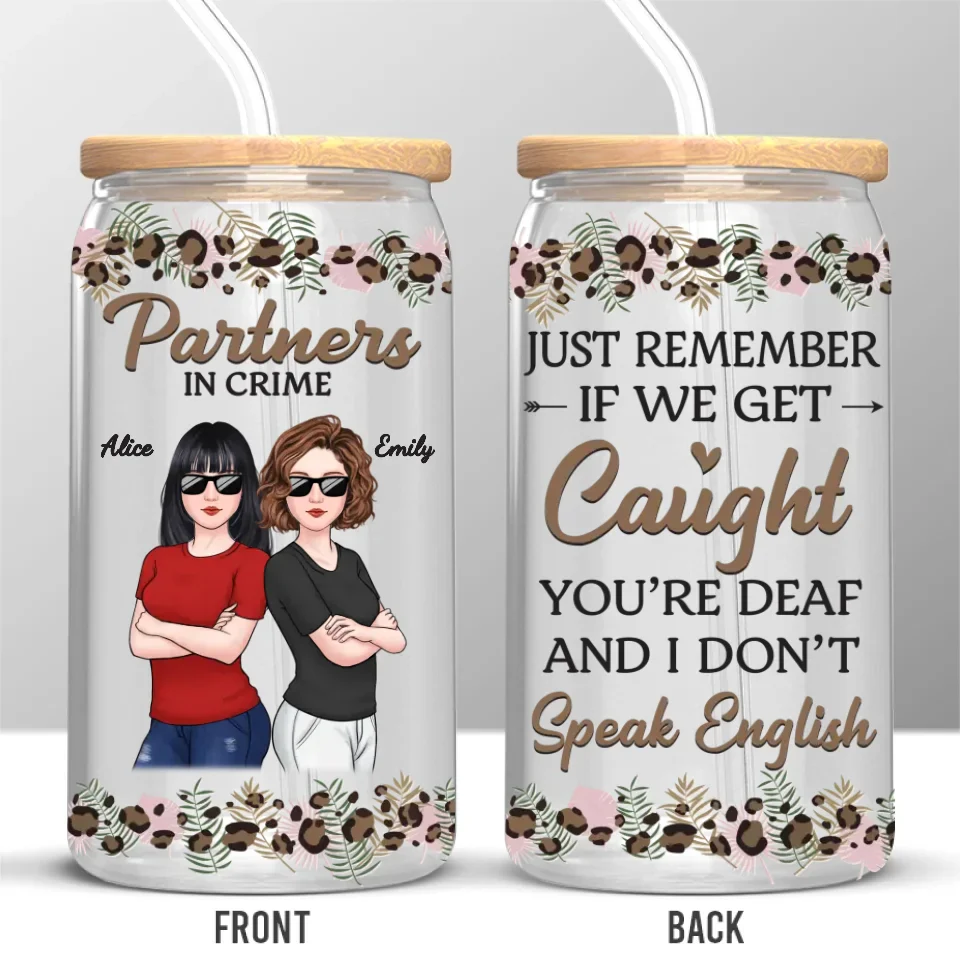 We Go Together Like Trouble And Fun - Bestie Personalized Custom Glass Cup, Iced Coffee Cup - Gift For Best Friends, BFF, Sisters - Image 2