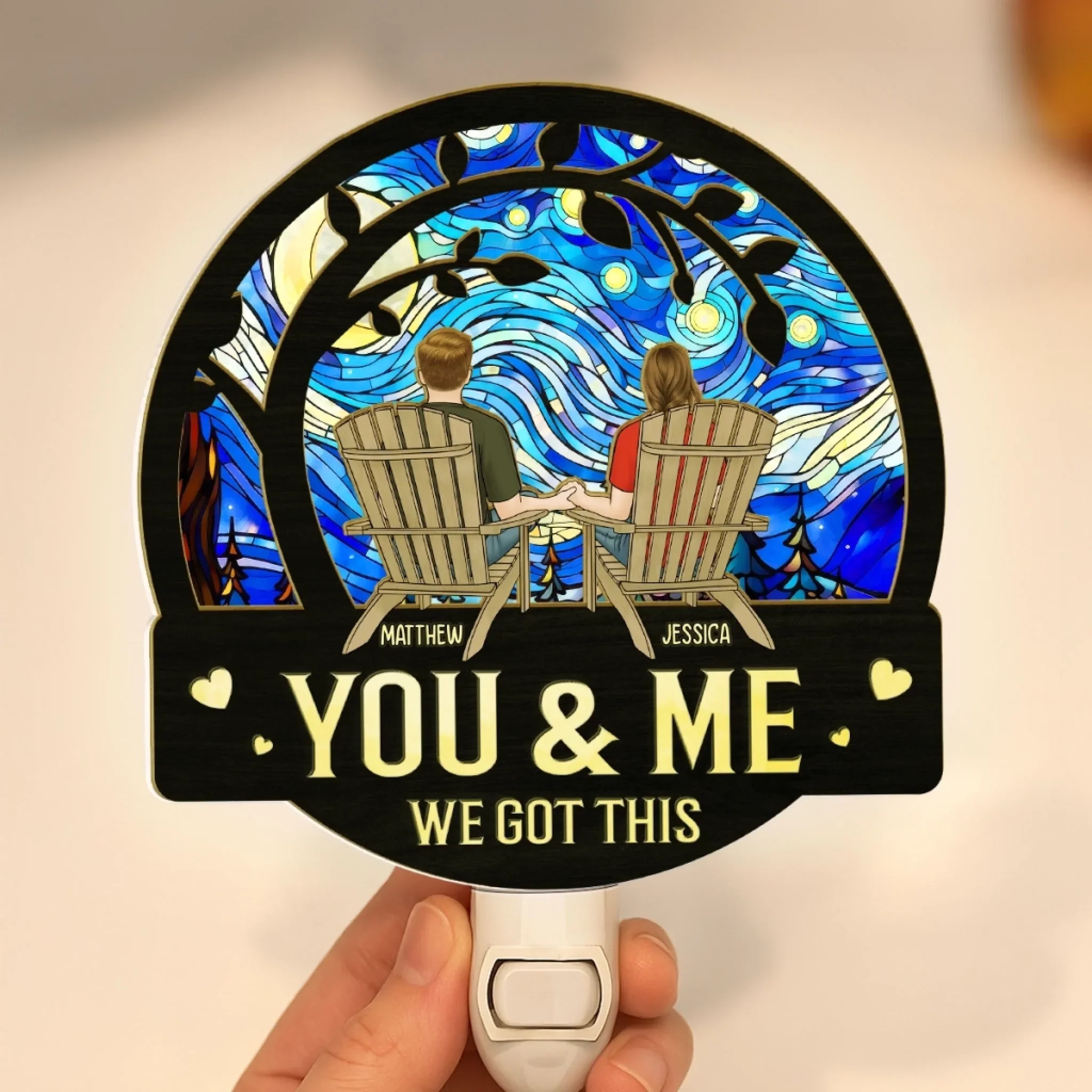 We Got This - Couple Personalized Custom Wood And Acrylic Night Light - Gift For Husband Wife, Anniversary - Image 3