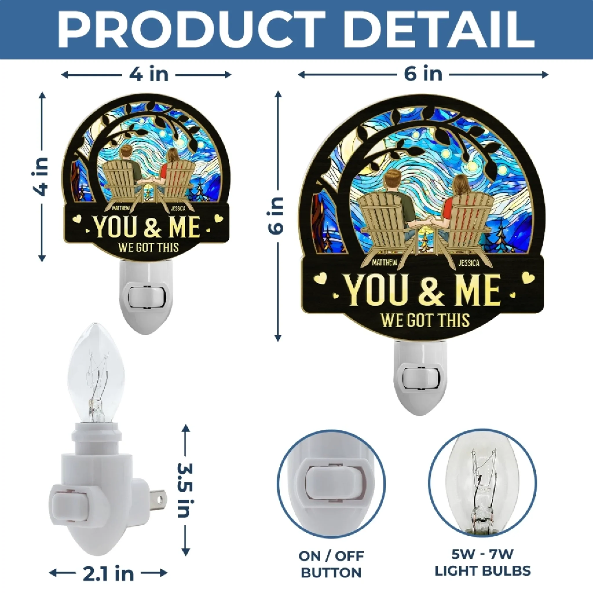 We Got This - Couple Personalized Custom Wood And Acrylic Night Light - Gift For Husband Wife, Anniversary - Image 6