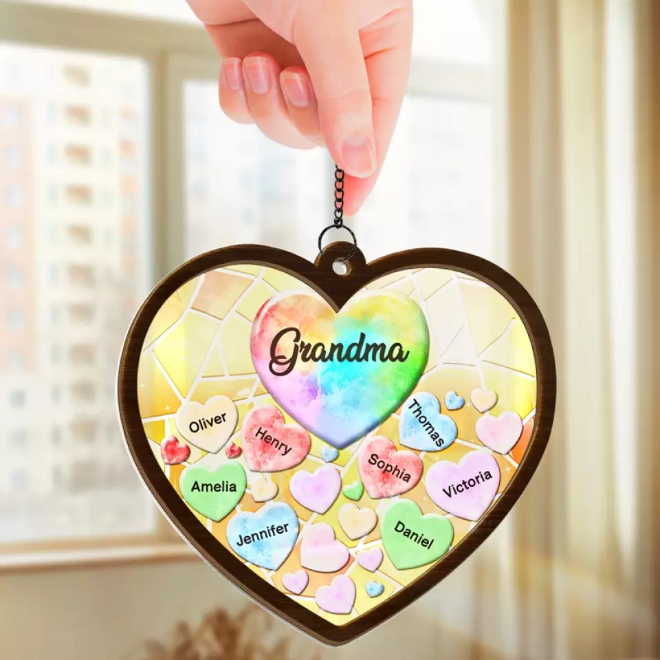 We Have You In Our Hearts - Family Personalized Window Hanging Suncatcher - Gift For Mom, Grandma - Image 3