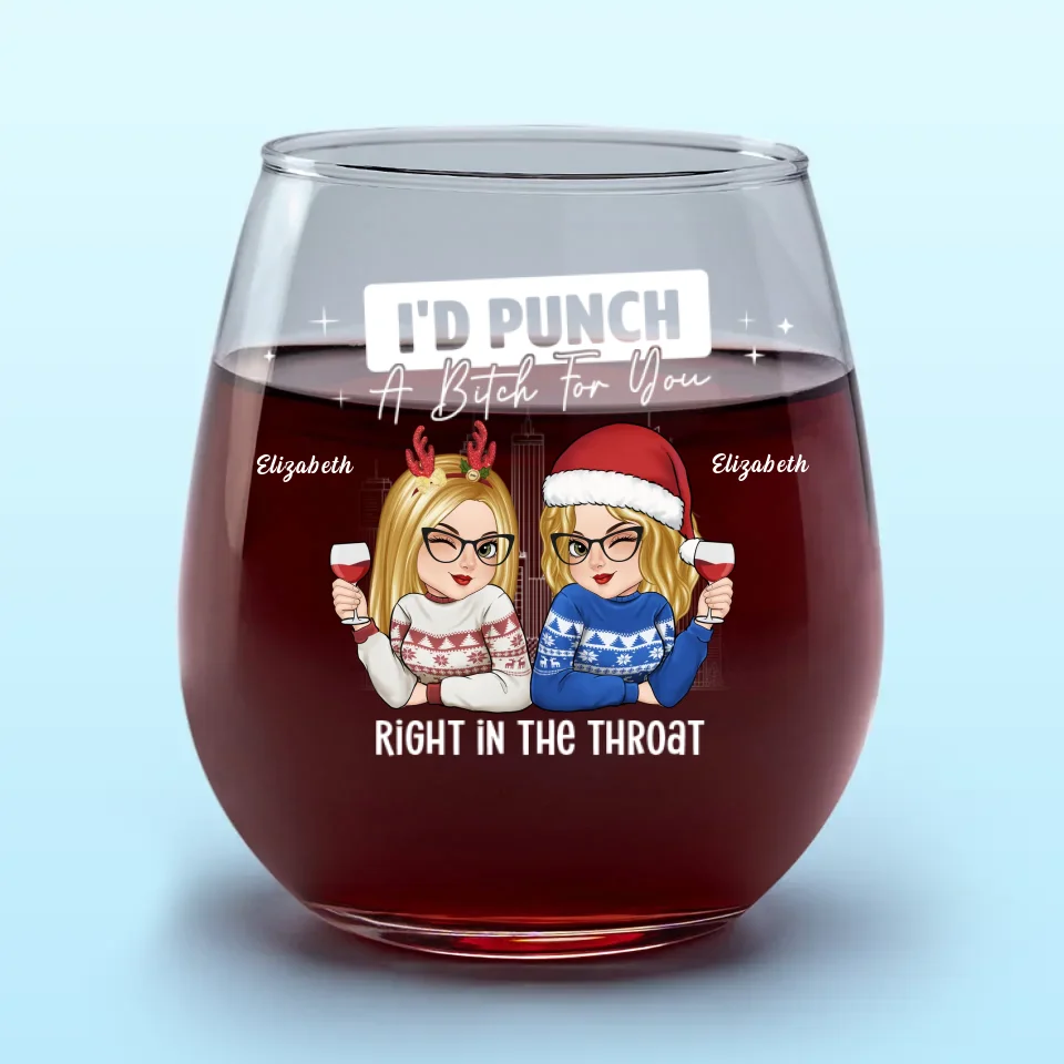 We Laugh Louder Together - Bestie Personalized Custom Wine Glass - Christmas Gift For Best Friends, BFF, Sisters - Image 2