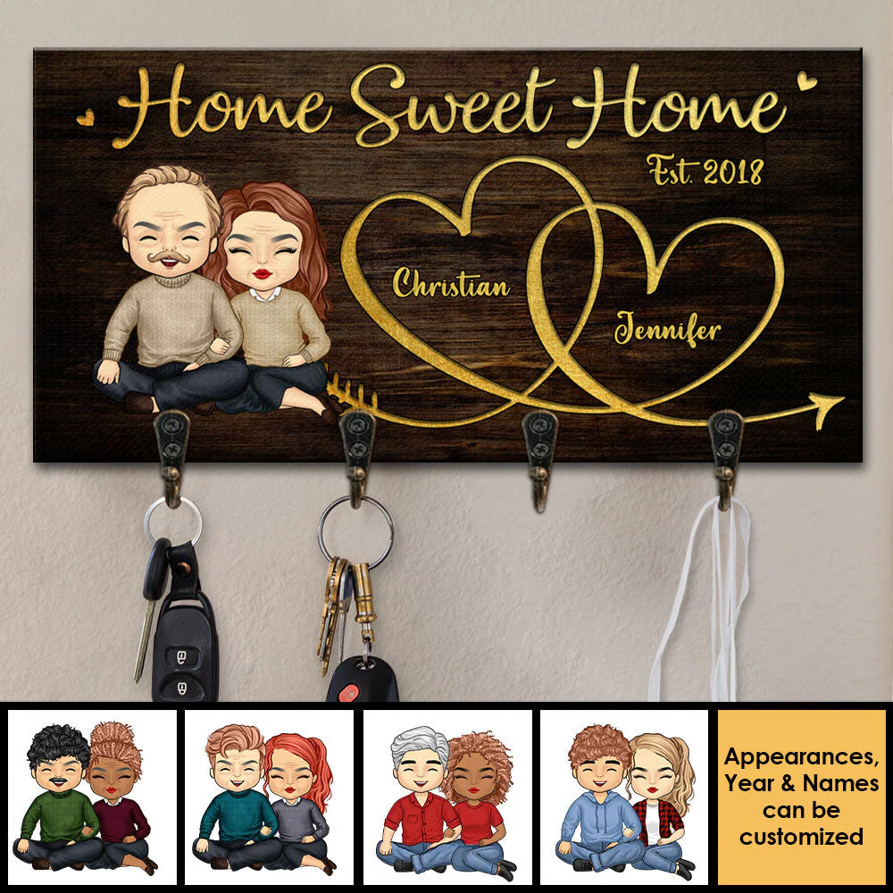 We Love Our Home - Personalized Key Hanger, Key Holder - Anniversary Gifts, Gift For Couples, Husband Wife - Image 3