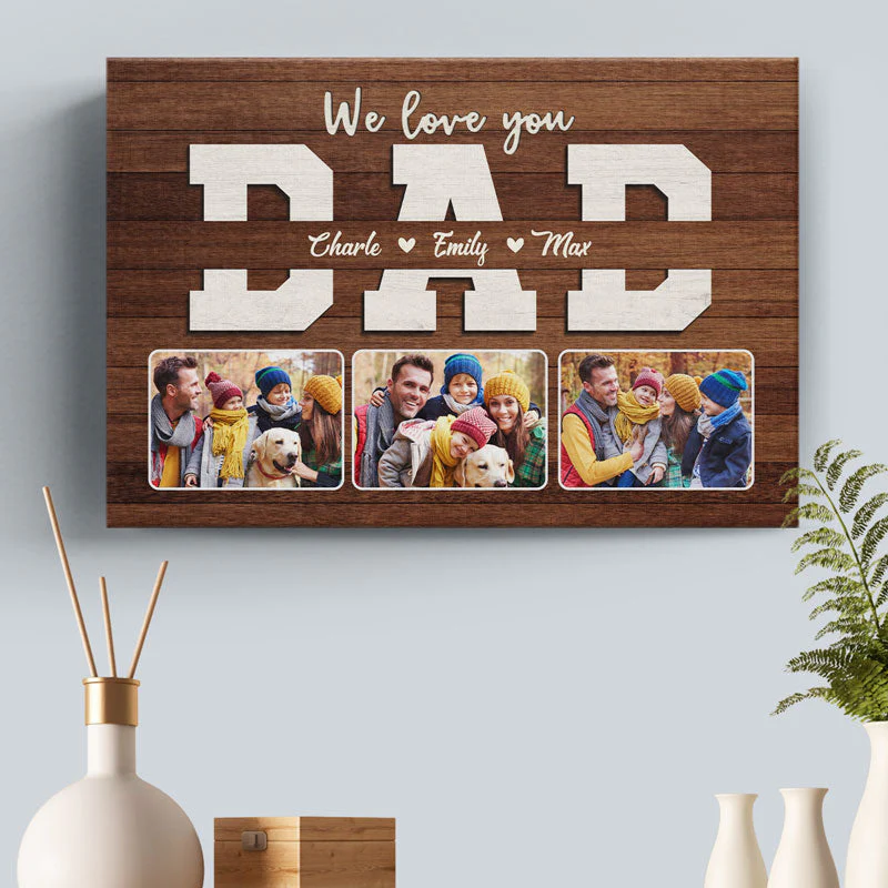 We Love You Daddy - Family Personalized Custom Horizontal Canvas - Independence Day, Gift For Dad, Grandpa - Image 6
