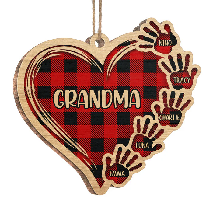 We Love You So Much - Personalized Custom Heart Shaped Wood Christmas Ornament - Gift For Grandma, Grandparents, Christmas Gift - Image 2