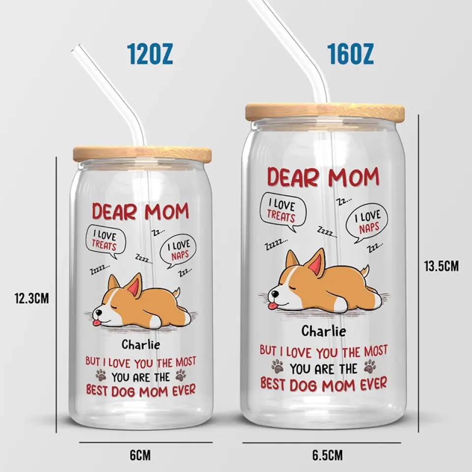 We Love You The Most - Dog Personalized Custom Glass Cup, Iced Coffee Cup - Mother's Day, Gift For Pet Owners, Pet Lovers - Image 5