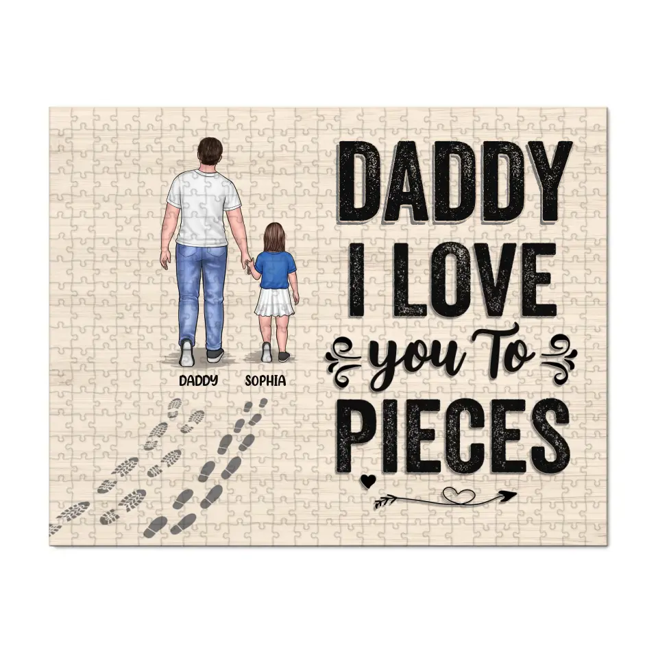 We Love You To Piece - Family Personalized Custom Jigsaw Puzzle - Father's Day, Gift For Family Dad, Grandpa - Image 3