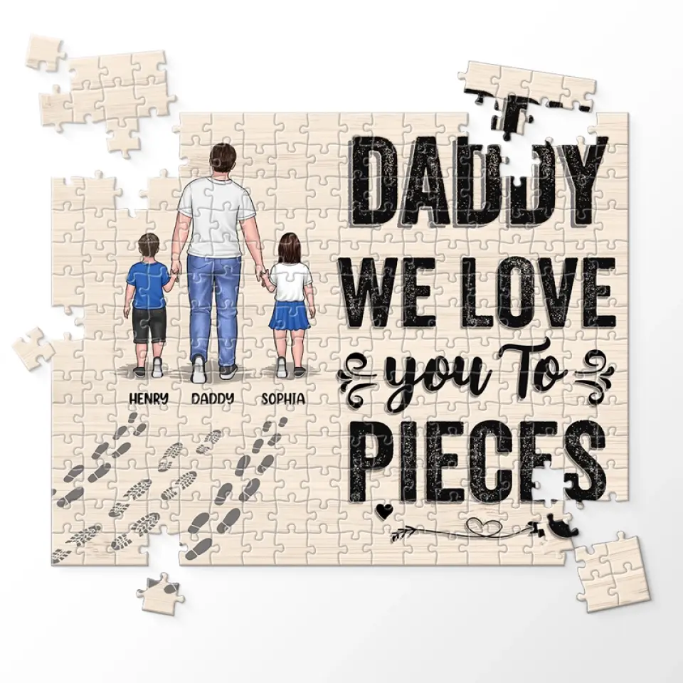 We Love You To Piece - Family Personalized Custom Jigsaw Puzzle - Father's Day, Gift For Family Dad, Grandpa - Image 4