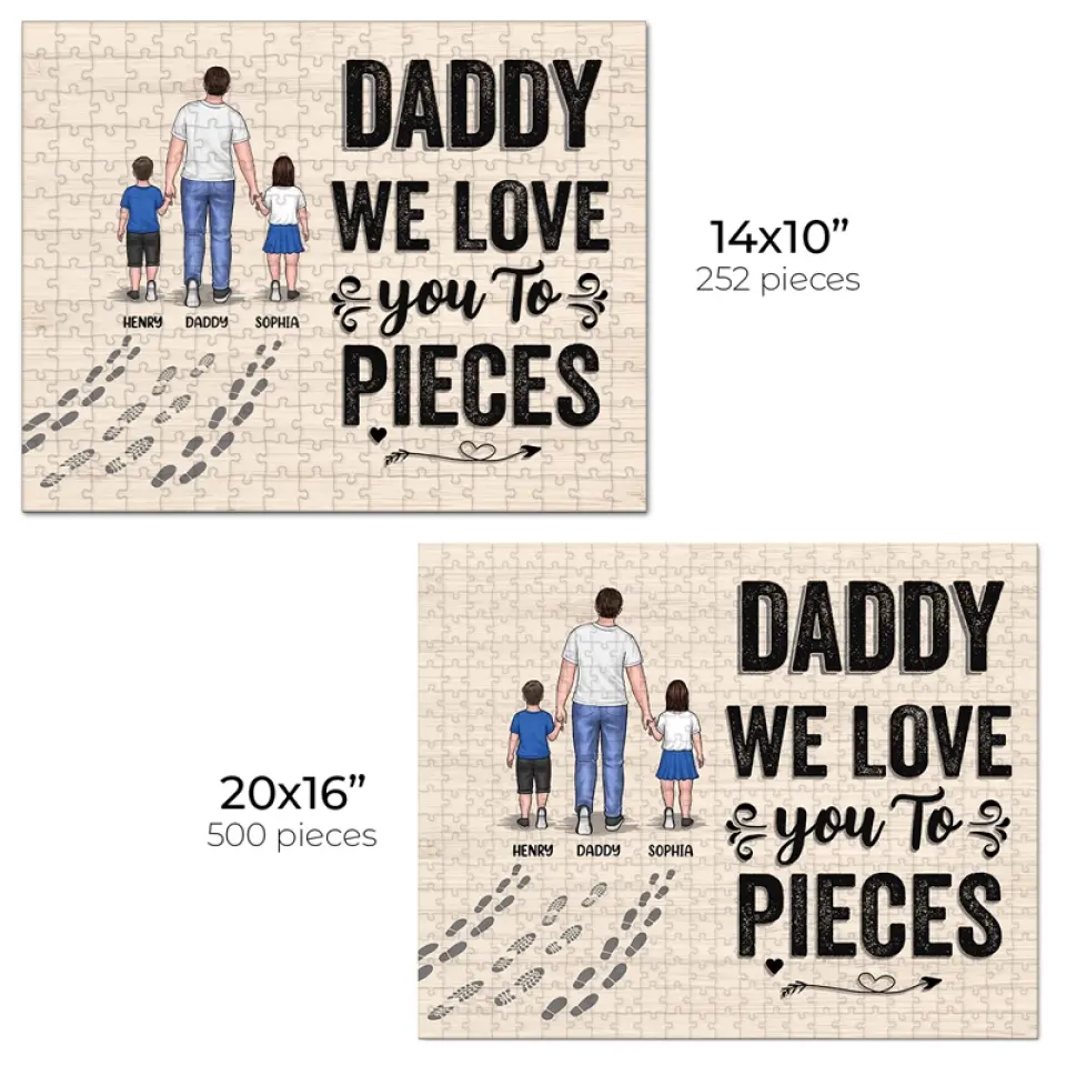 We Love You To Piece - Family Personalized Custom Jigsaw Puzzle - Father's Day, Gift For Family Dad, Grandpa - Image 5