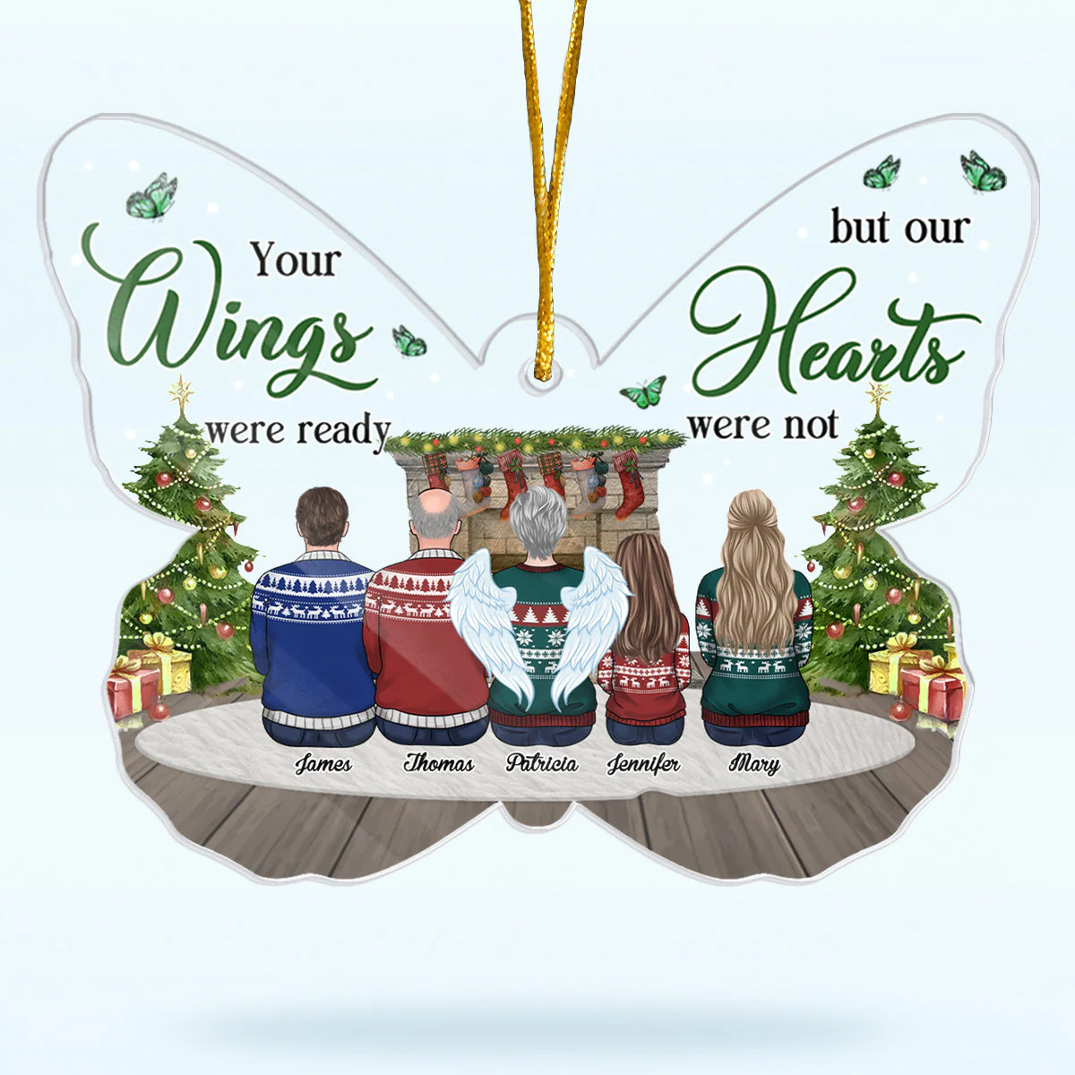 We Miss You - Memorial Personalized Custom Ornament - Acrylic Butterfly Shaped - Christmas Gift, Sympathy Gift For Family Members - Image 3