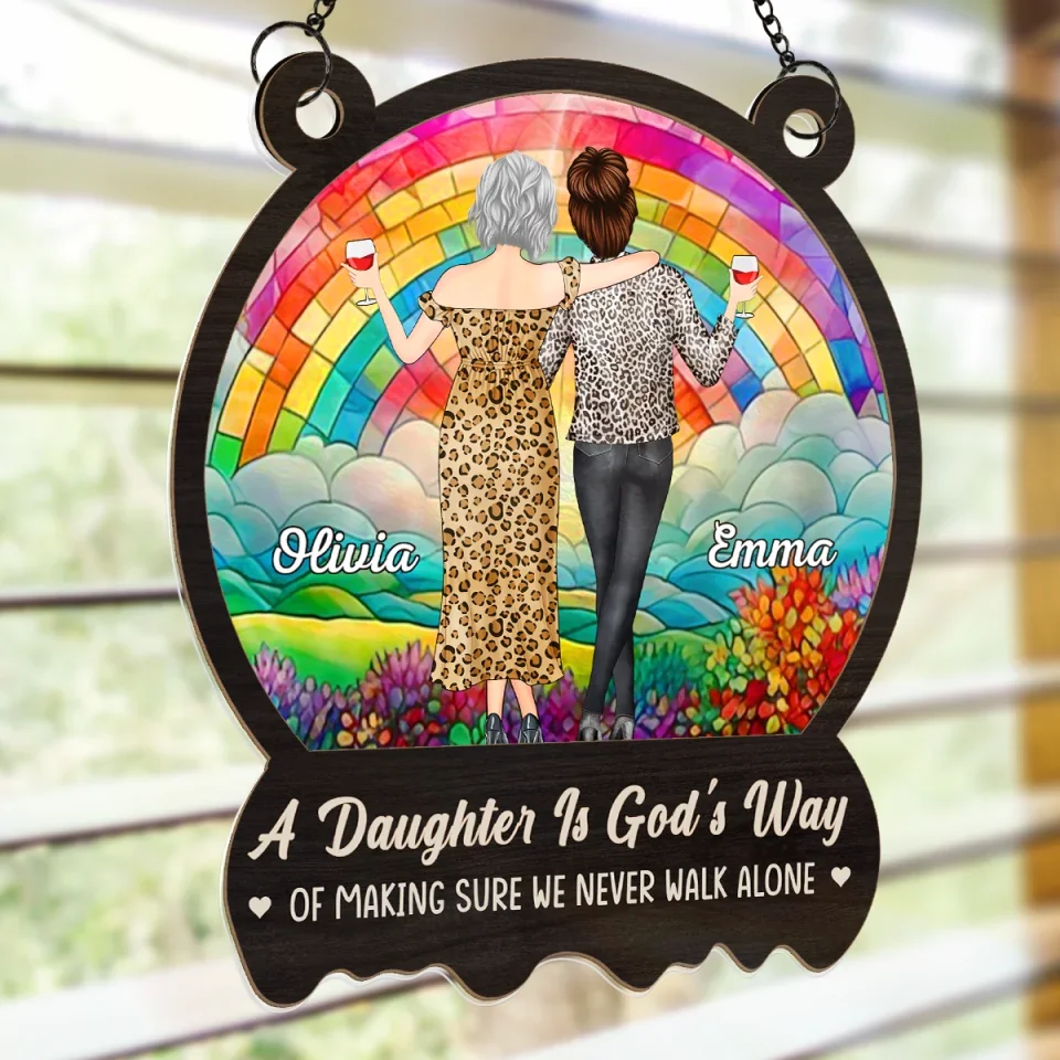 We Never Walk Alone - Family Personalized Window Hanging Suncatcher - Gift For Mom, Daughter - Image 4